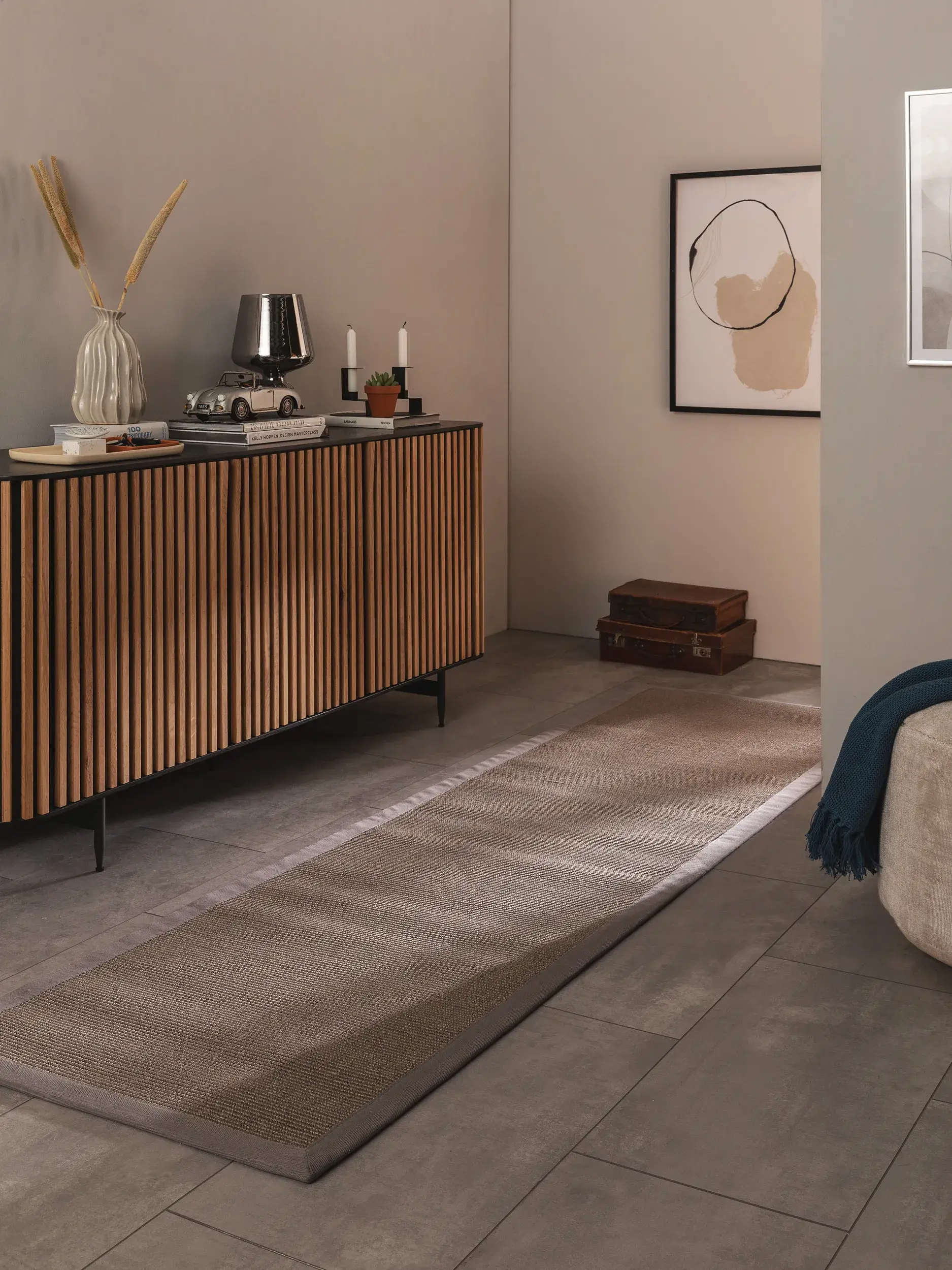 Teppich aus 100% Sisal in Grau mit 100% Sisal hohem Flor von benuta Nest