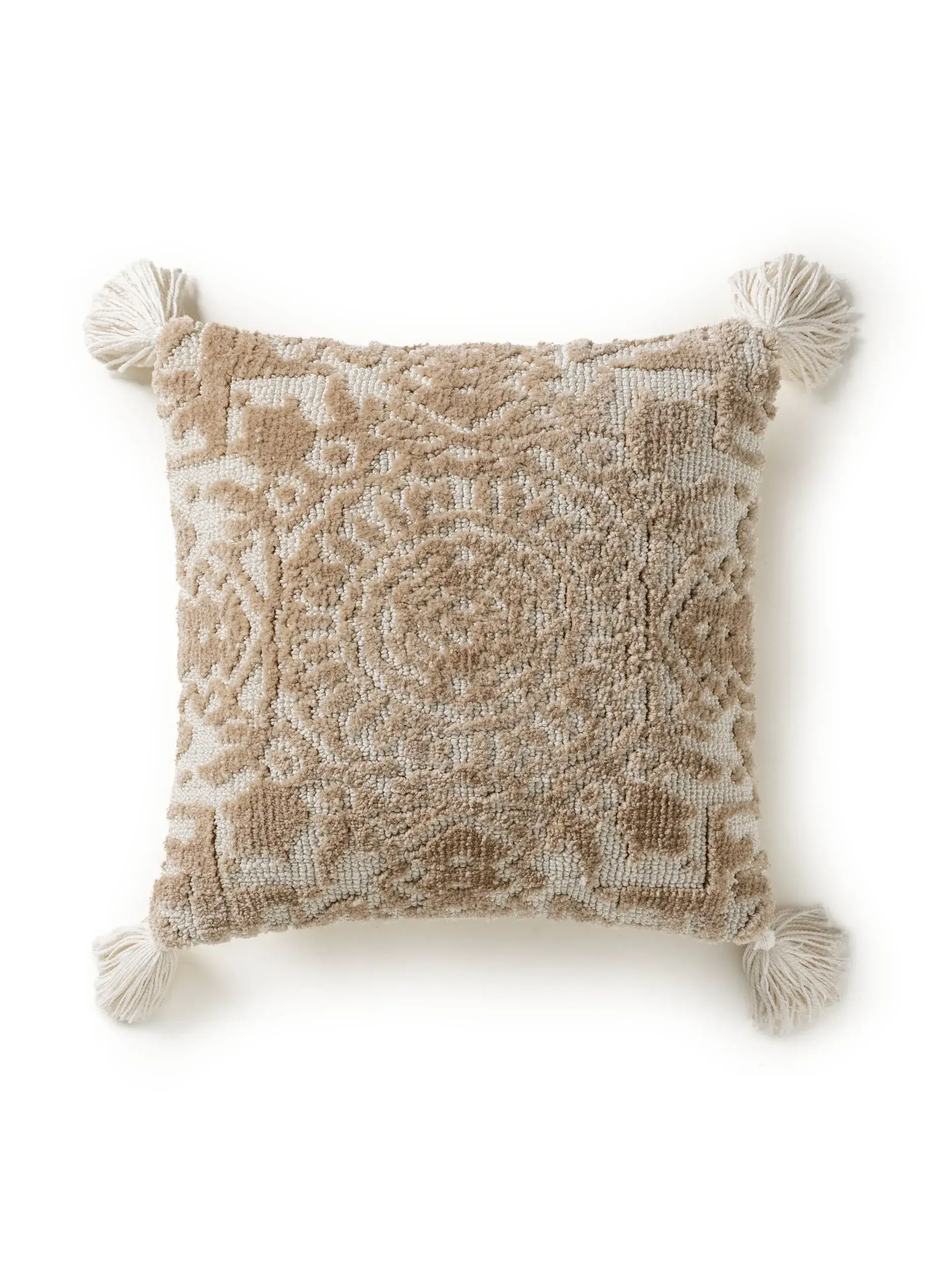 Kissenbezug Elias Beige im Design MitFransen aus 60% Polyester, 40% Baumwolle von benuta Nest