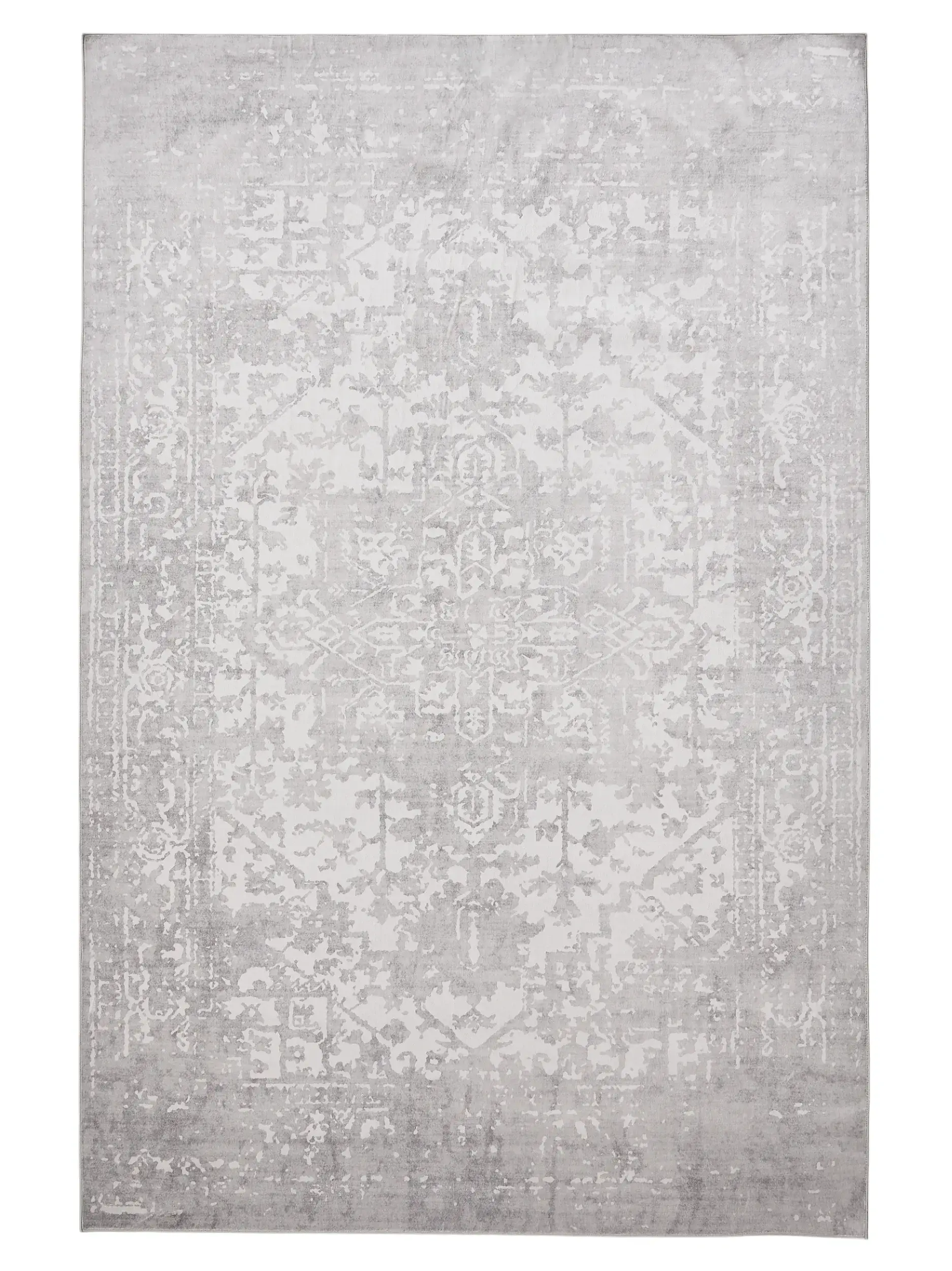Teppich aus 100% Polyester in Grau mit 100% Polyester hohem Flor von benuta Nest