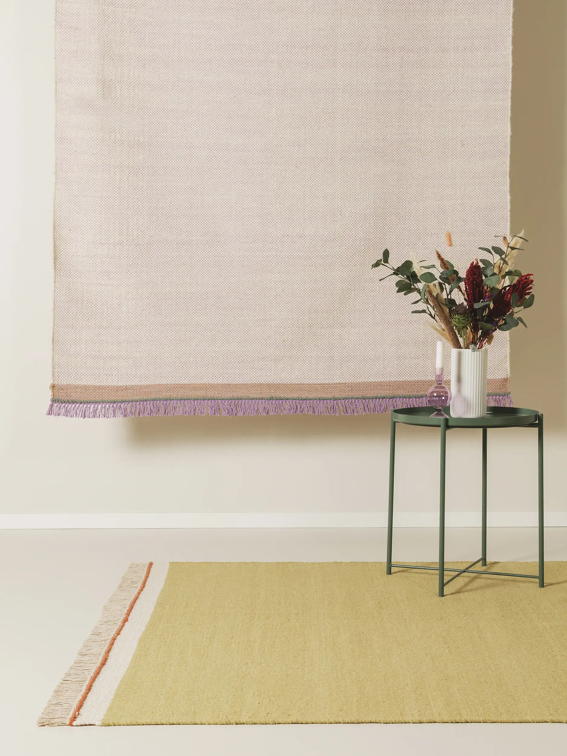 Tappeto di 60% Lana, 40% Cotone in Verde con pelo alto 60% Lana, 40% Cotone da benuta POP