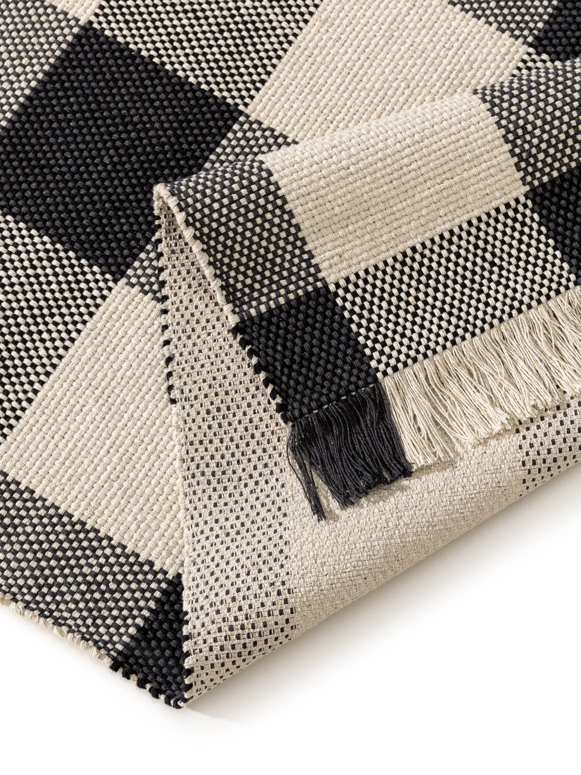 Teppich aus 100% Baumwolle in Schwarz/Weiß mit 100% Baumwolle hohem Flor von benuta Pop