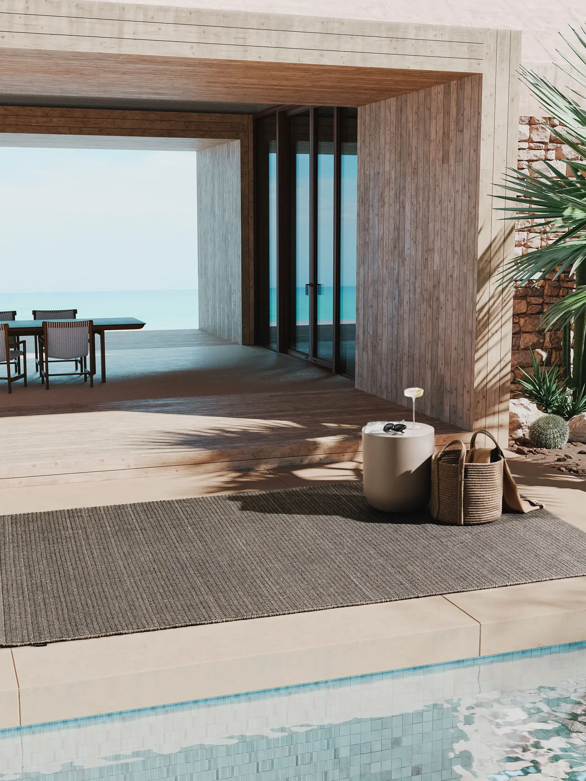 Rug made of 100% Polypropylen in Grey with a 100% Polypropylen high pile by benuta Finest