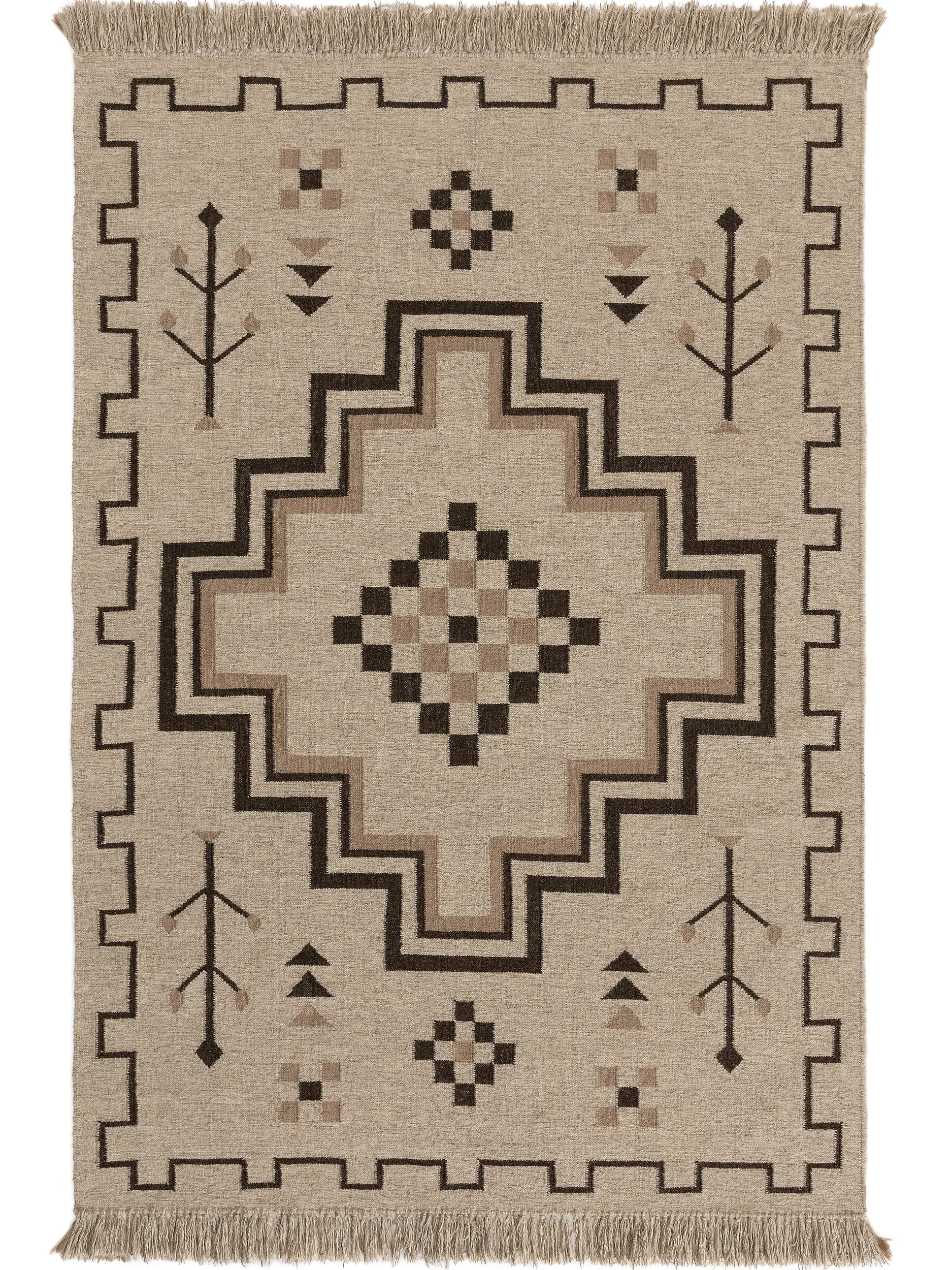 Tappeto di 80% Lana, 20% Cotone in Taupe con pelo alto 80% Lana, 20% Cotone da benuta pure