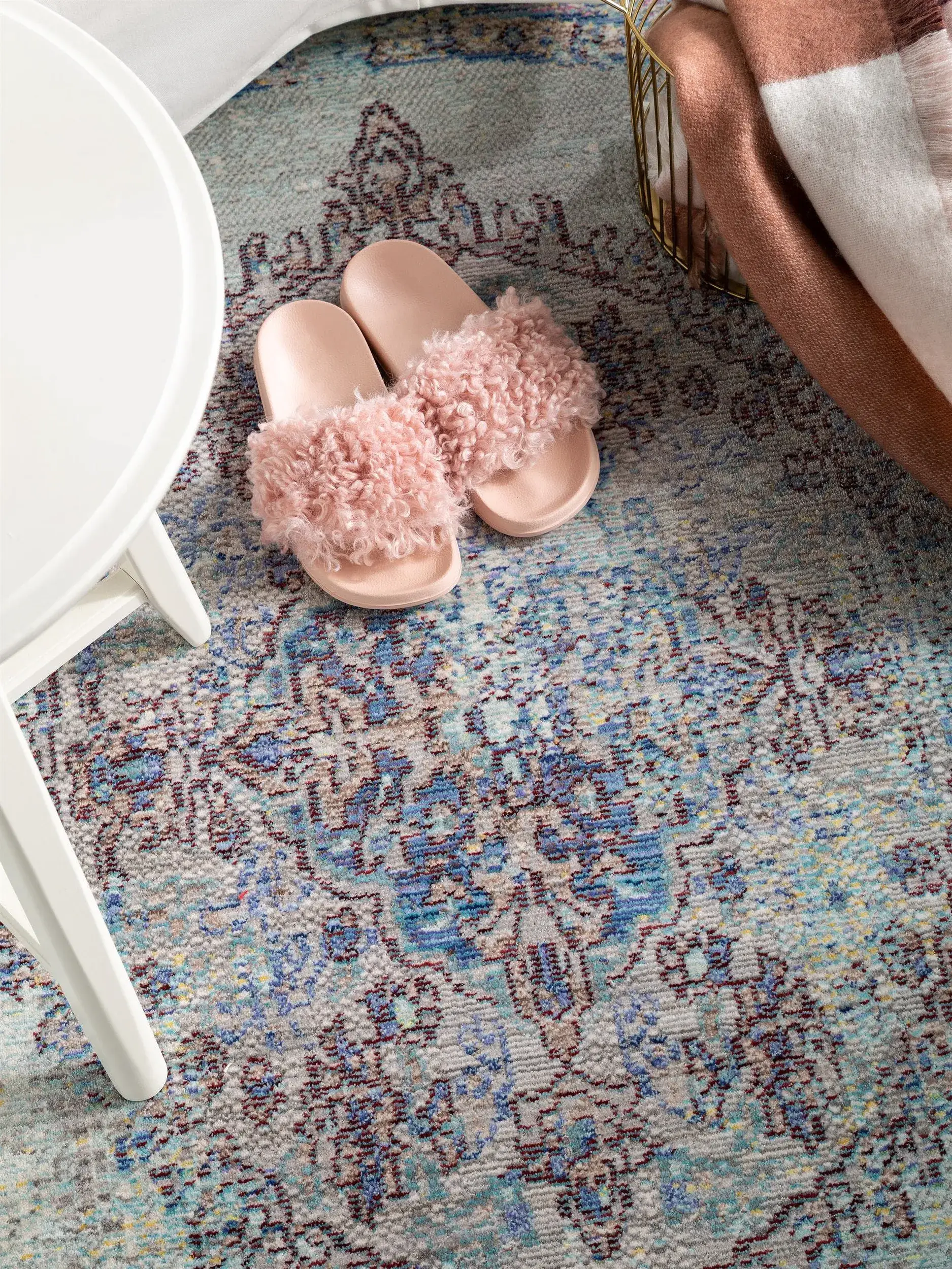 Teppich aus 100% Polyester in Blau mit 100% Polyester hohem Flor von benuta
