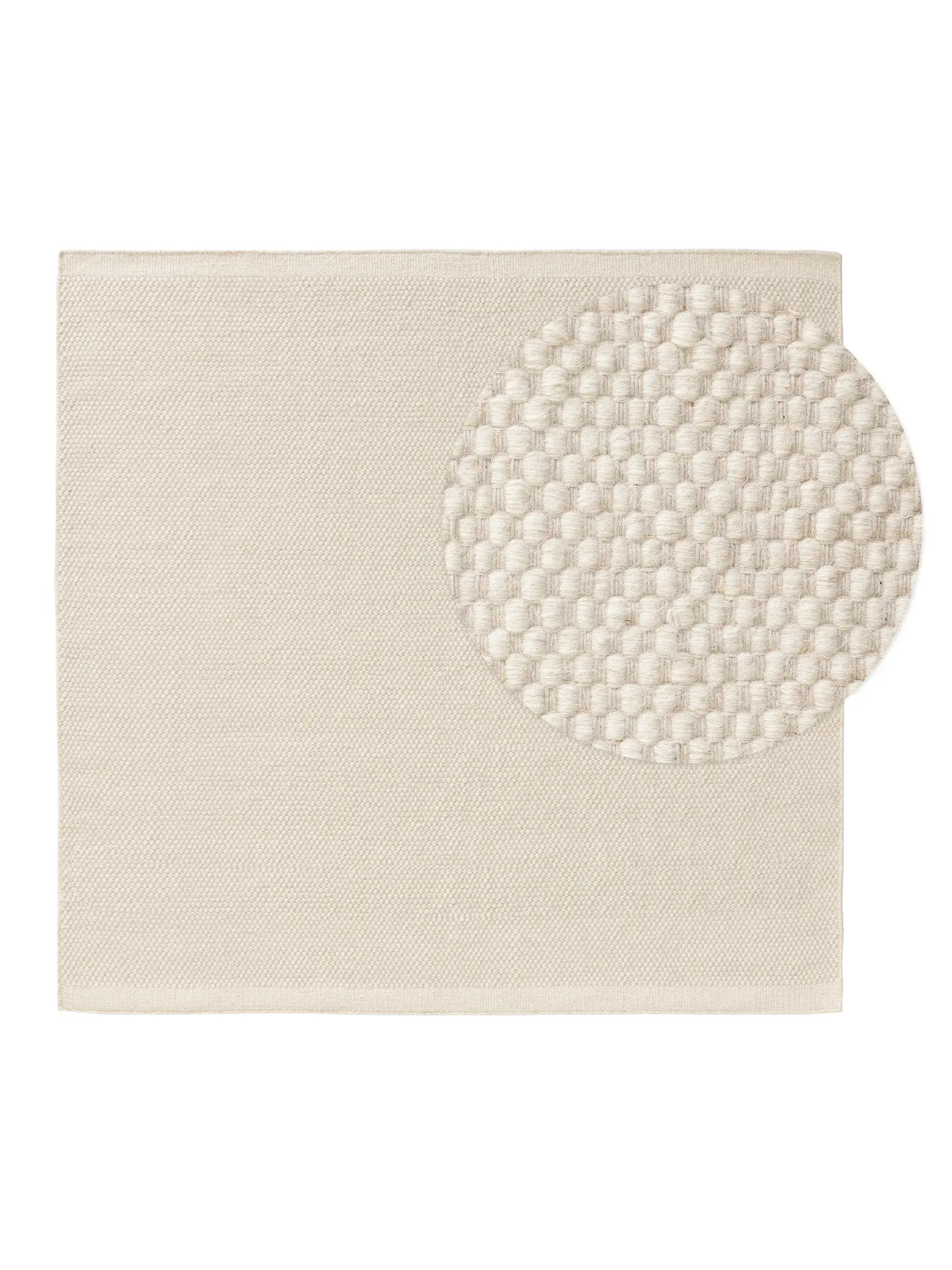 Teppich aus 80% Wolle, 20% Baumwolle in Weiß mit 80% Wolle, 20% Baumwolle hohem Flor von benuta Pure
