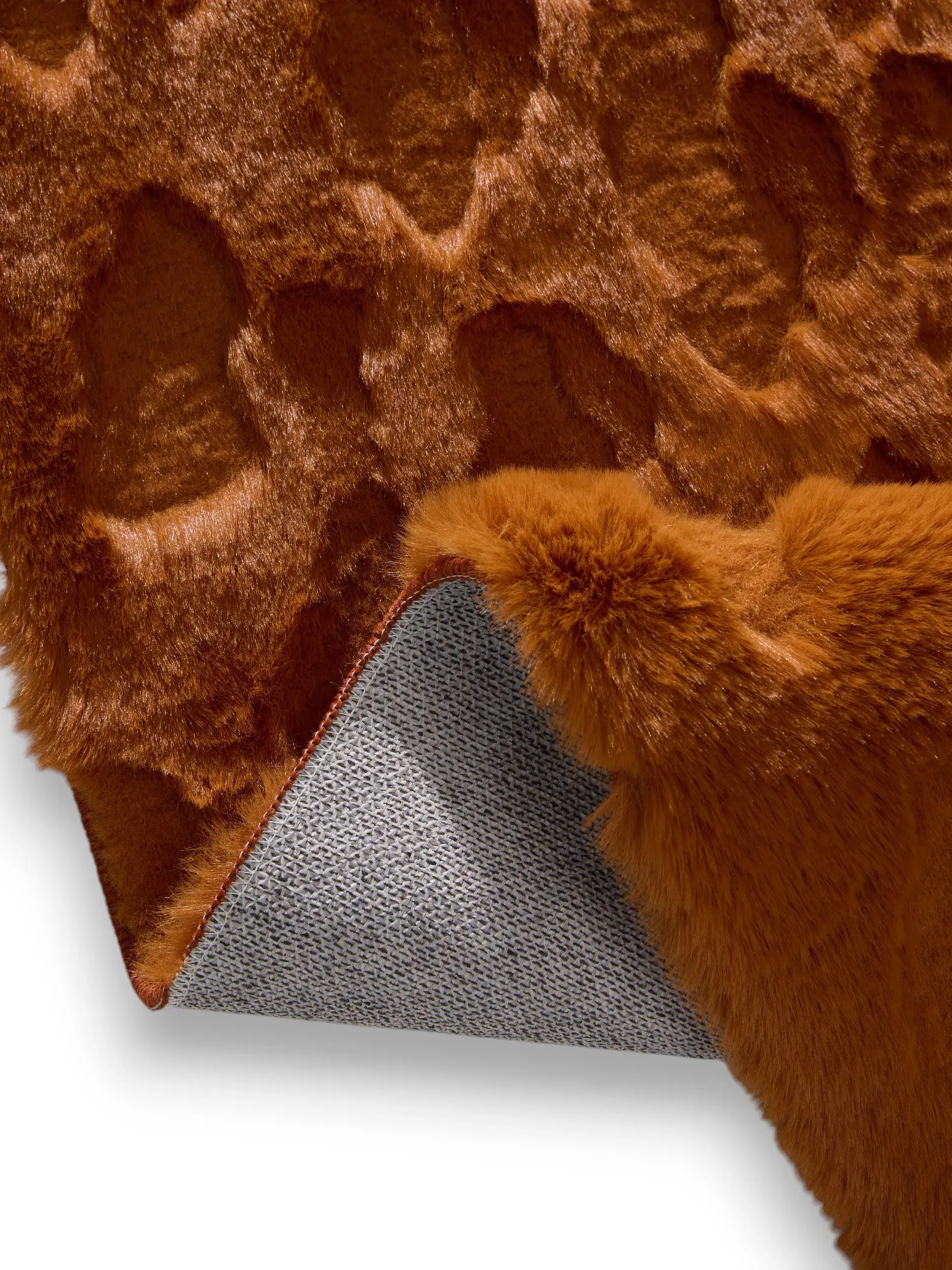 Rug made of 100% Polyester in Orange with a 100% Polyester high pile by benuta Pop