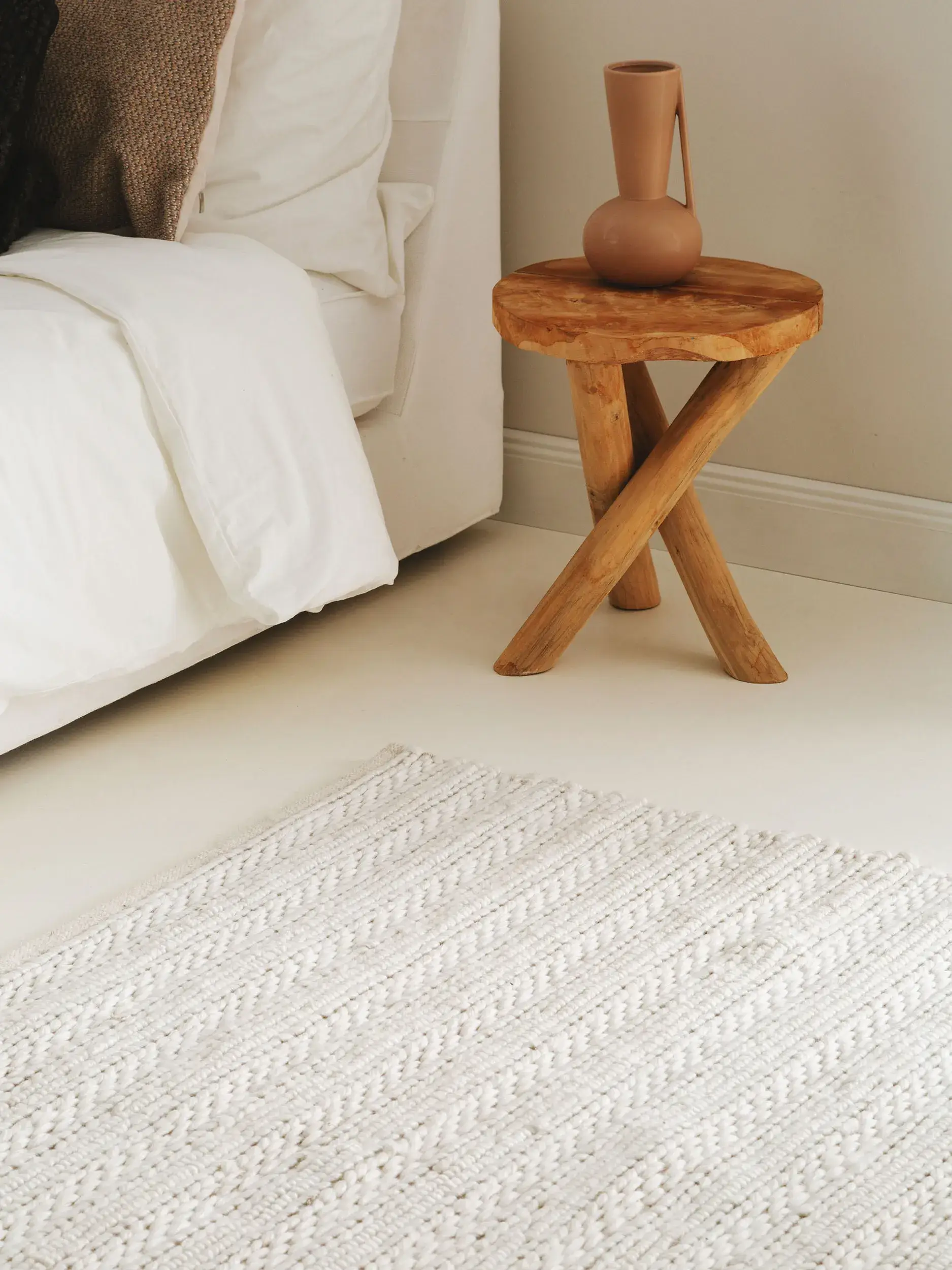 Tappeto di 70% Lana, 30% Poliestere in Beige con pelo alto 70% Lana, 30% Poliestere da benuta pure
