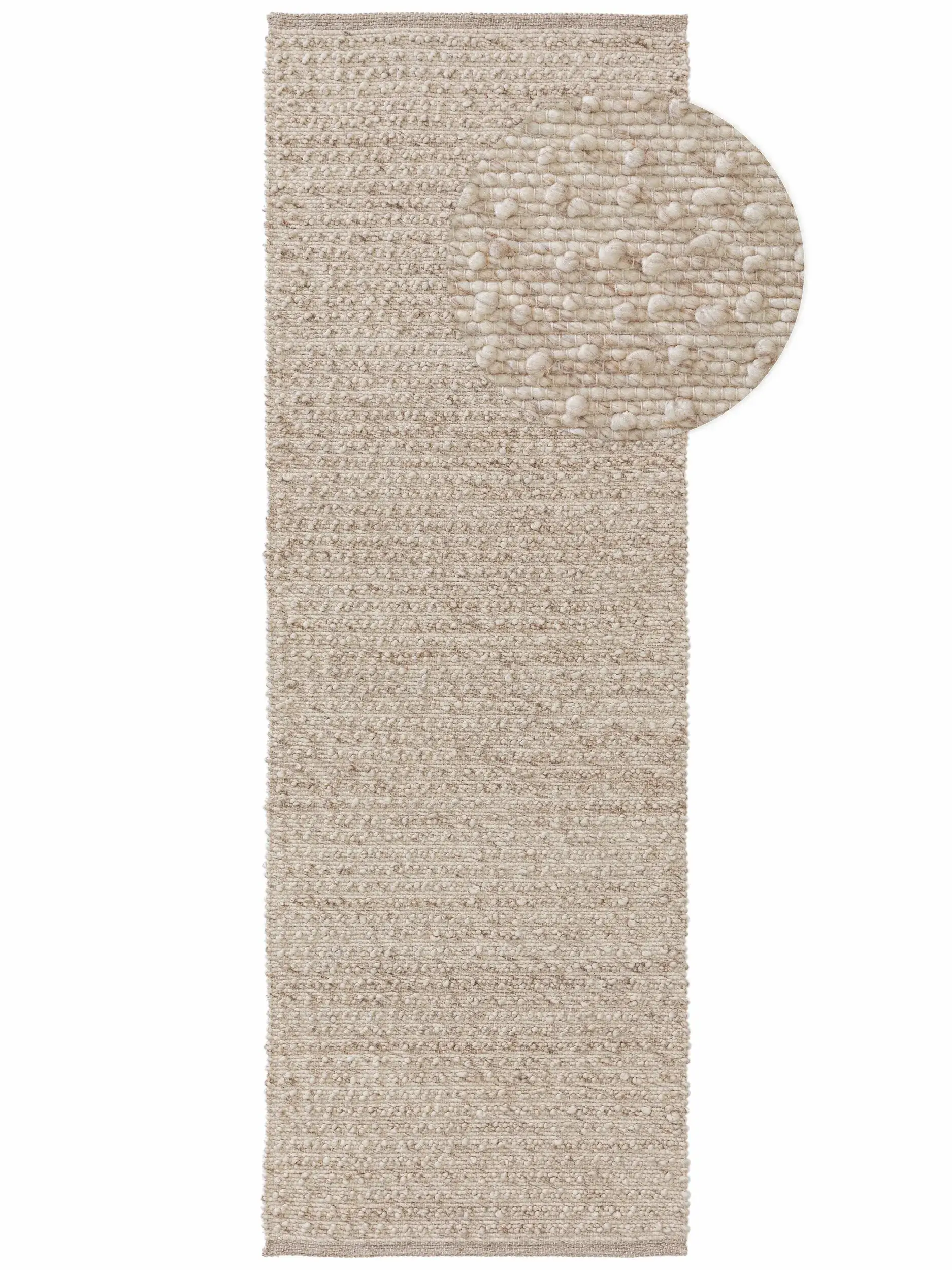 Tappeto di 40% Lana, 30% Cotone, 20% Poliestere, 10% Viscosa in Beige con pelo alto 40% Lana, 30% Cotone, 20% Poliestere, 10% Viscosa da benuta pure