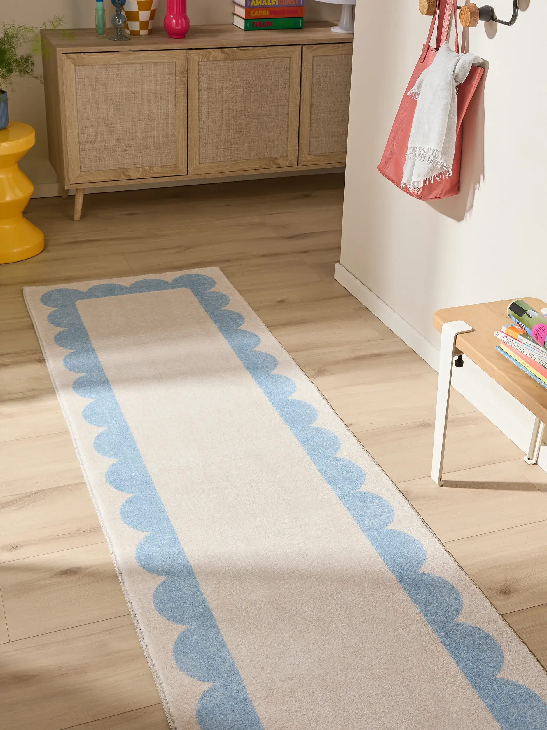 Rug made of 100% Polyester in Blue with a 100% Polyester high pile by benuta Pop