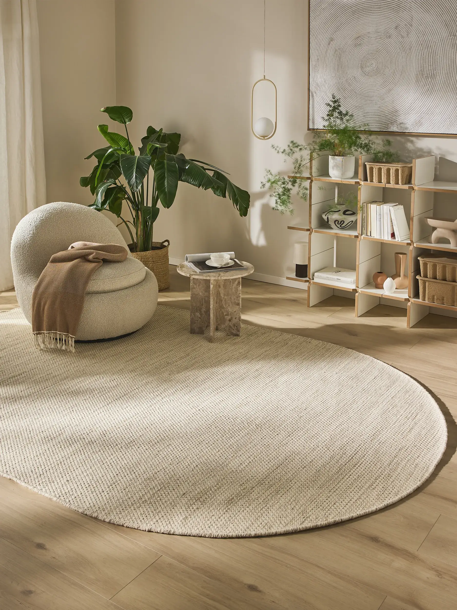 Vloerkleed Rocco van 80% Wol, 20% Katoen in Beige van benuta pure