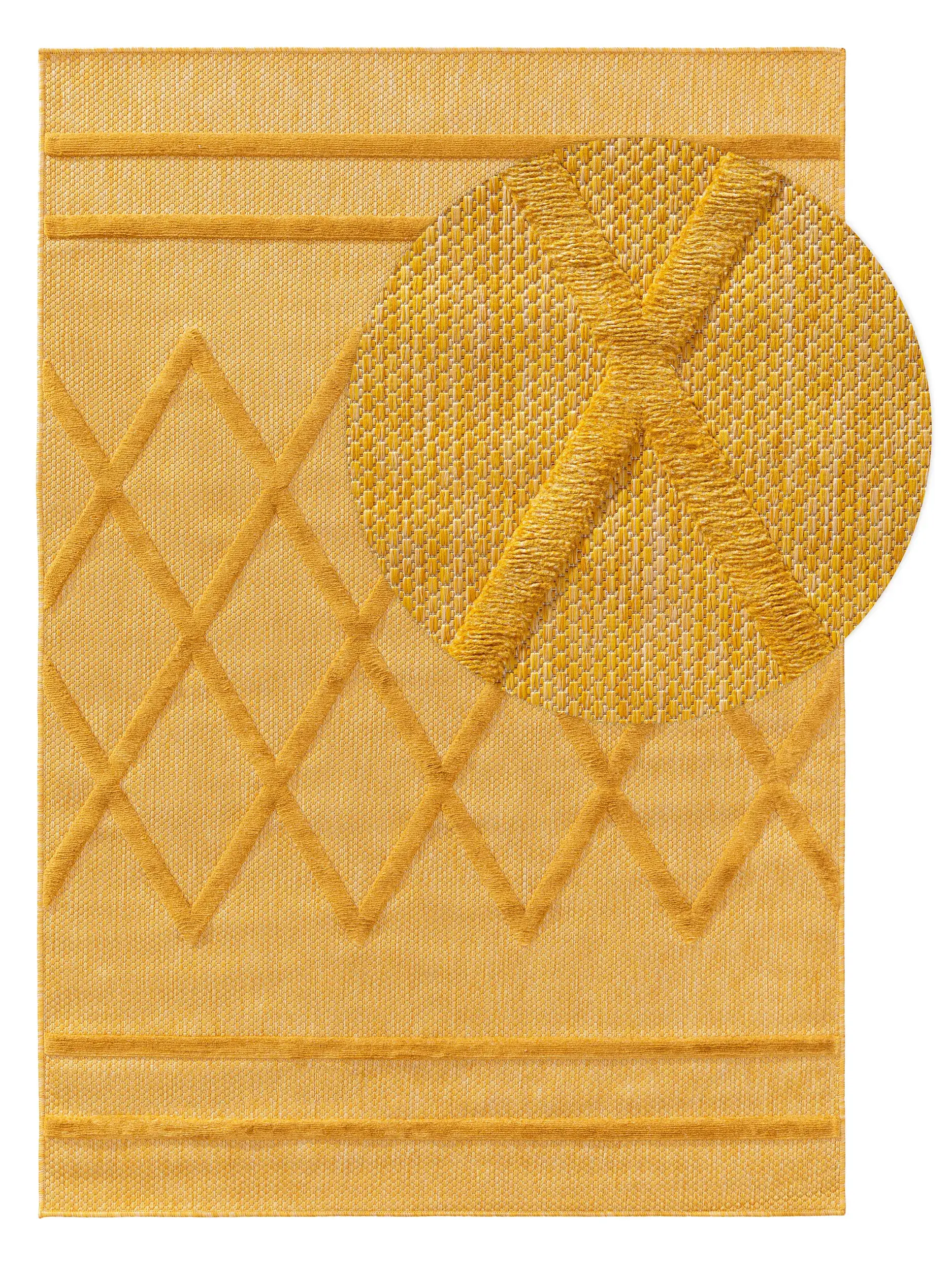 Rug made of 100% Polypropylen in Gelb with a 100% Polypropylen high pile by benuta Nest