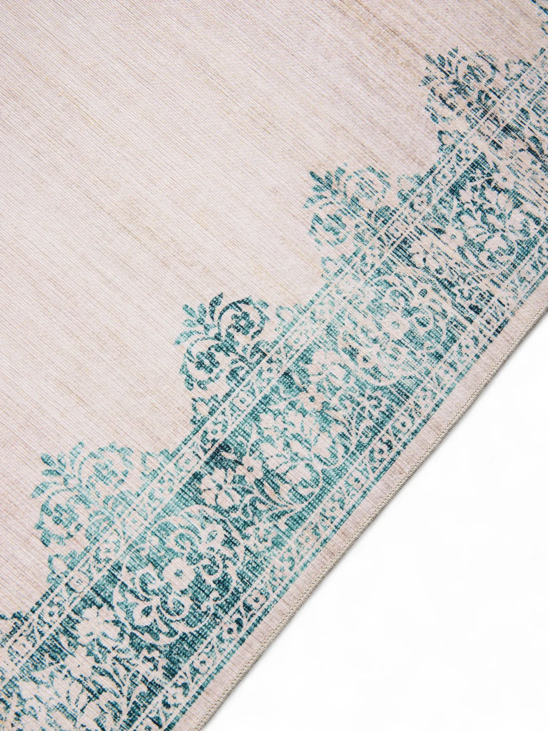 Teppich aus 100% Polyester in Türkis mit 100% Polyester hohem Flor von benuta Pop