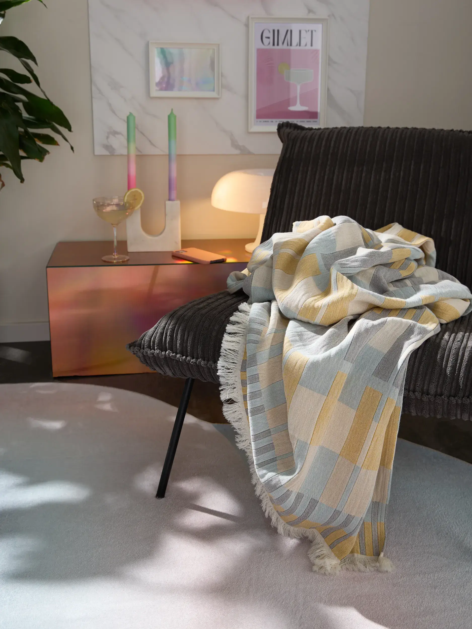 Baumwolldecke Nico Multicolor/Gelb im Design  aus  von benuta Pop