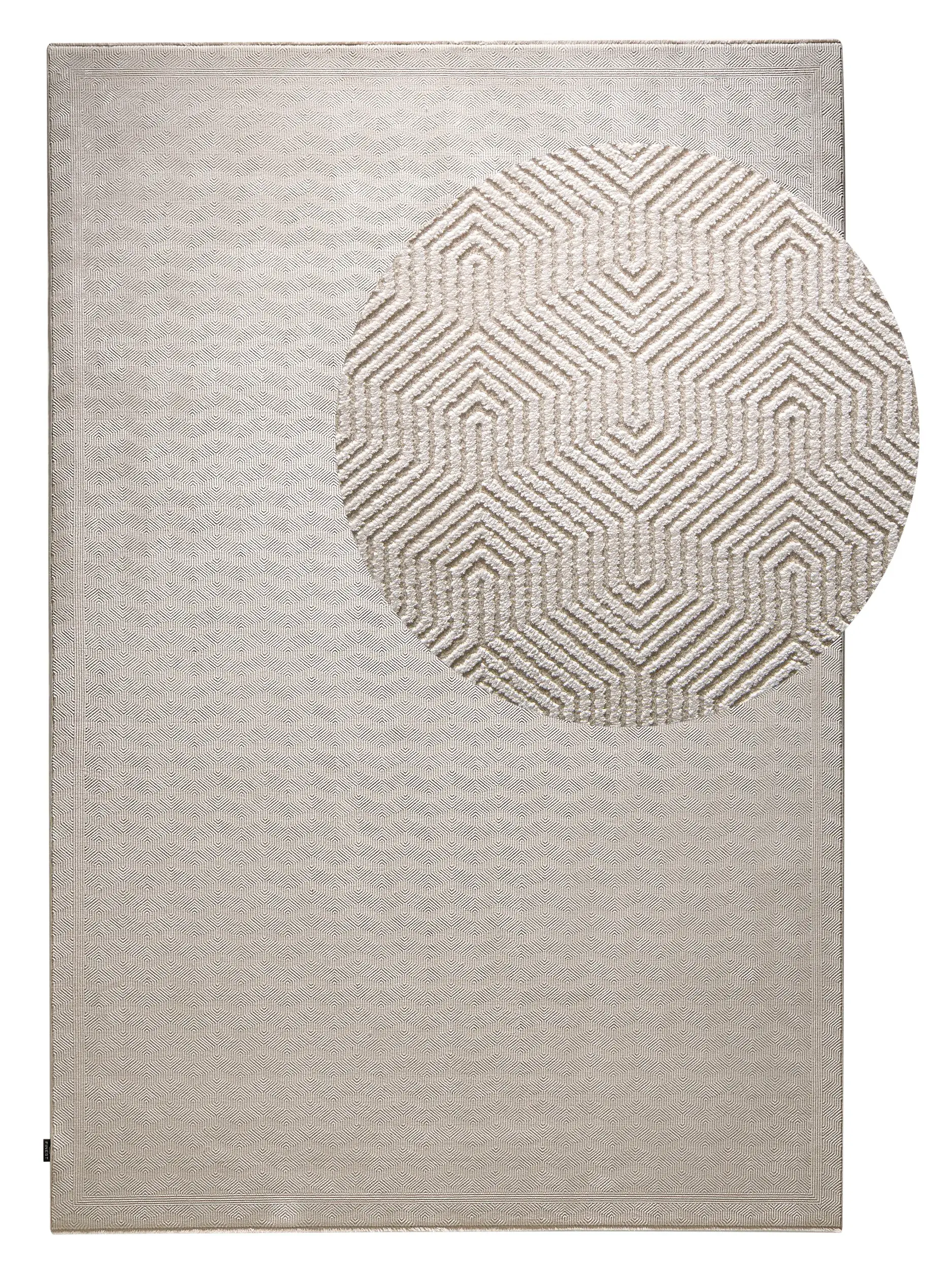 Teppich aus 60% Viskose, 40% Polyacryl (Chenille) in Beige mit 60% Viskose, 40% Polyacryl (Chenille) hohem Flor von benuta Finest