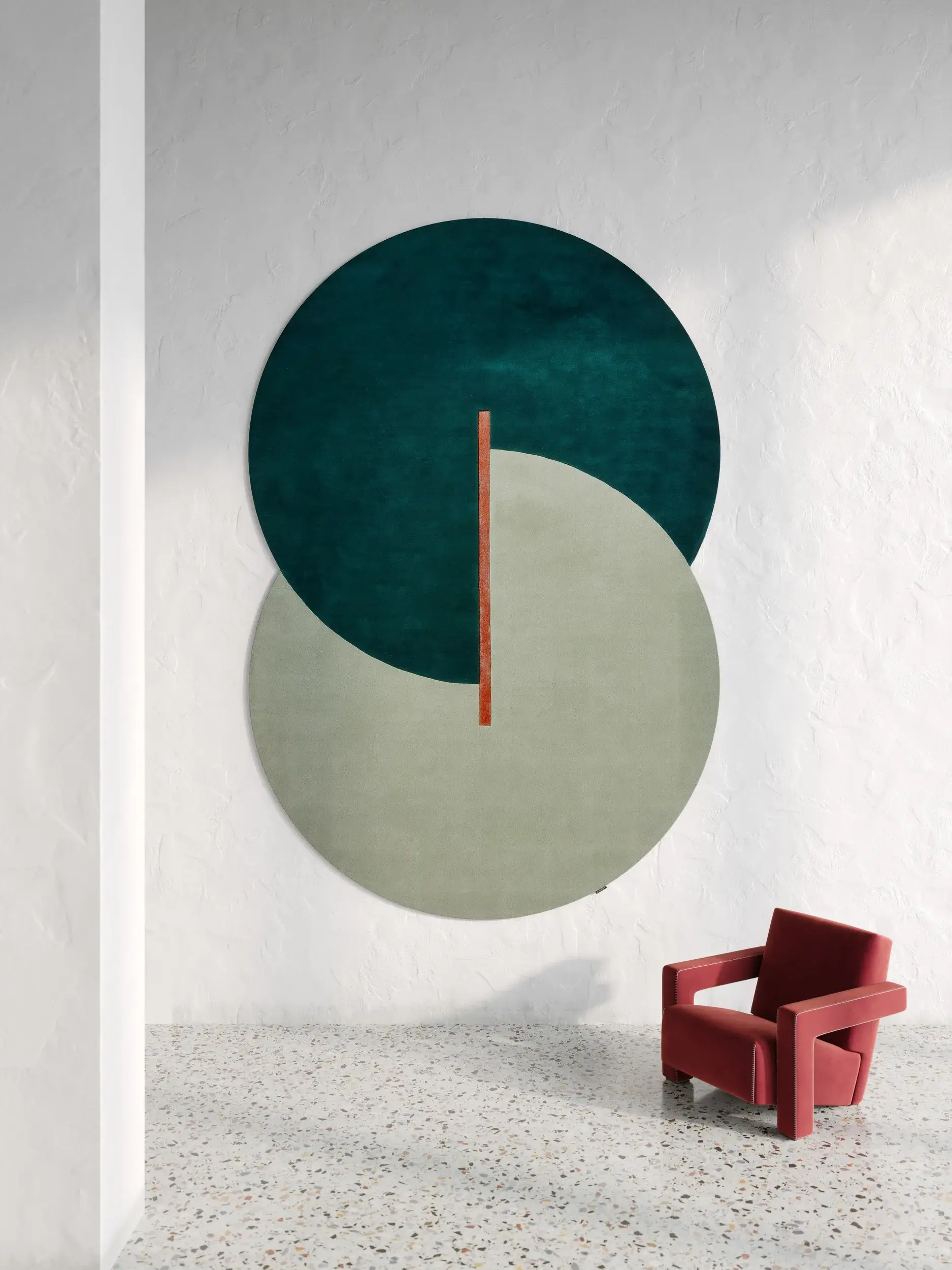 Rug made of 97% Wool, 3% Lyocell (TENCEL™) in Green with a 97% Wool, 3% Lyocell (TENCEL™) high pile by benuta Finest