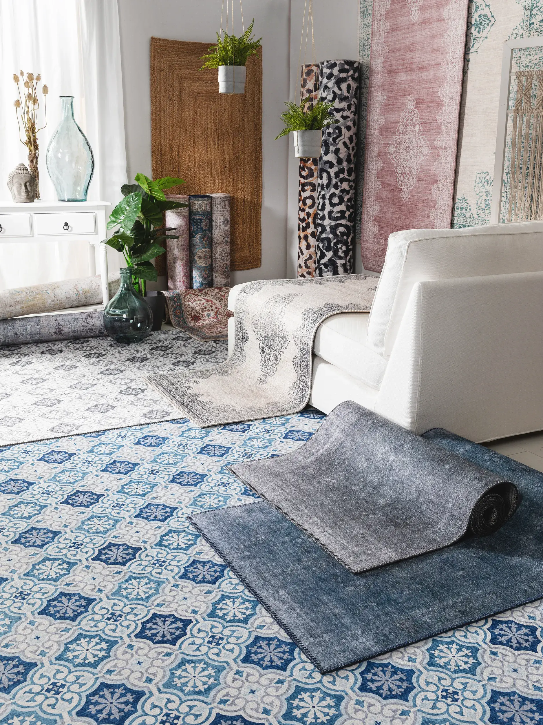 Teppich aus 100% Polyester in Grau mit 100% Polyester hohem Flor von benuta Pop