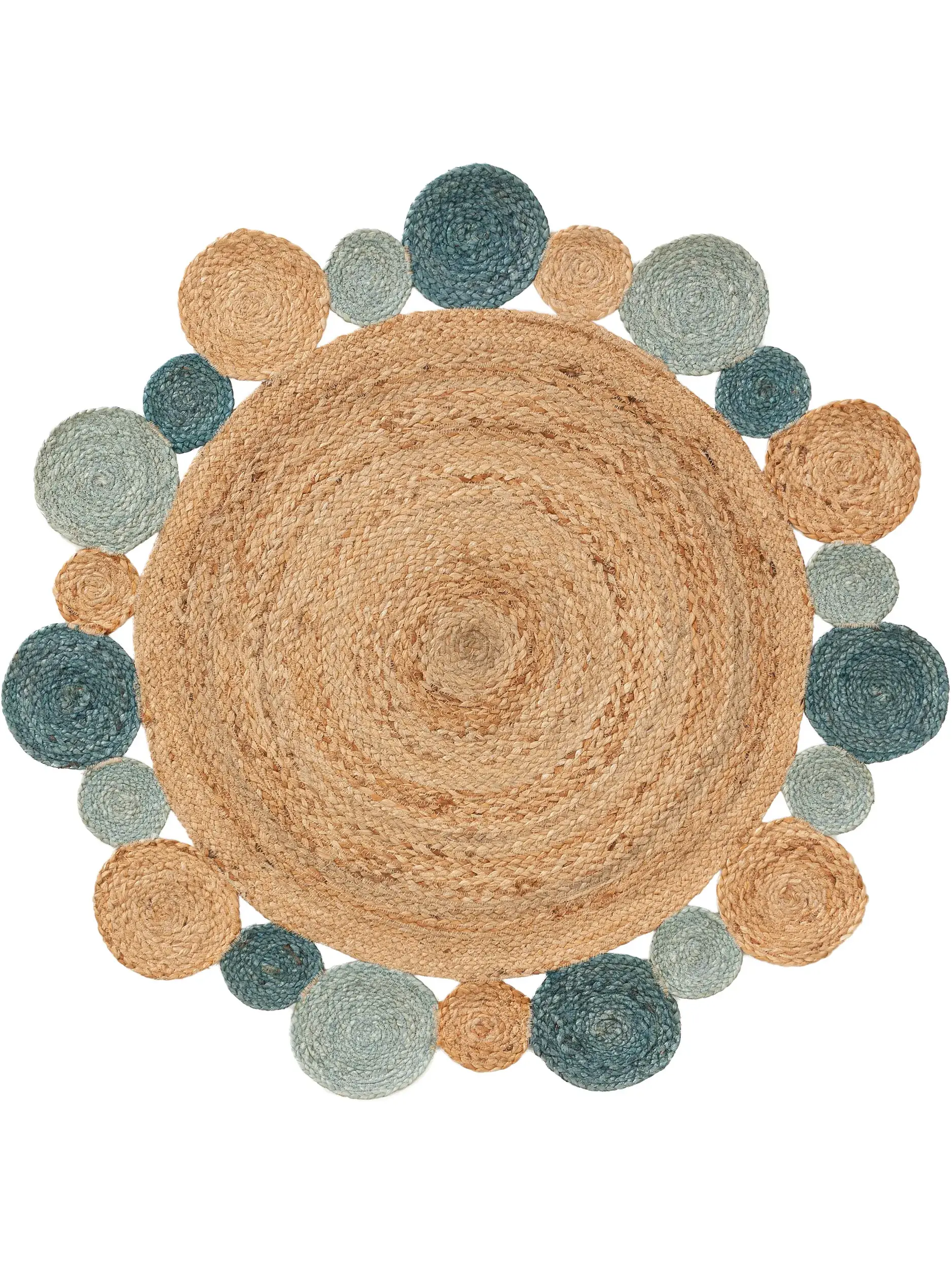 Teppich Bubbles aus 100% Jute in Türkis von Lytte