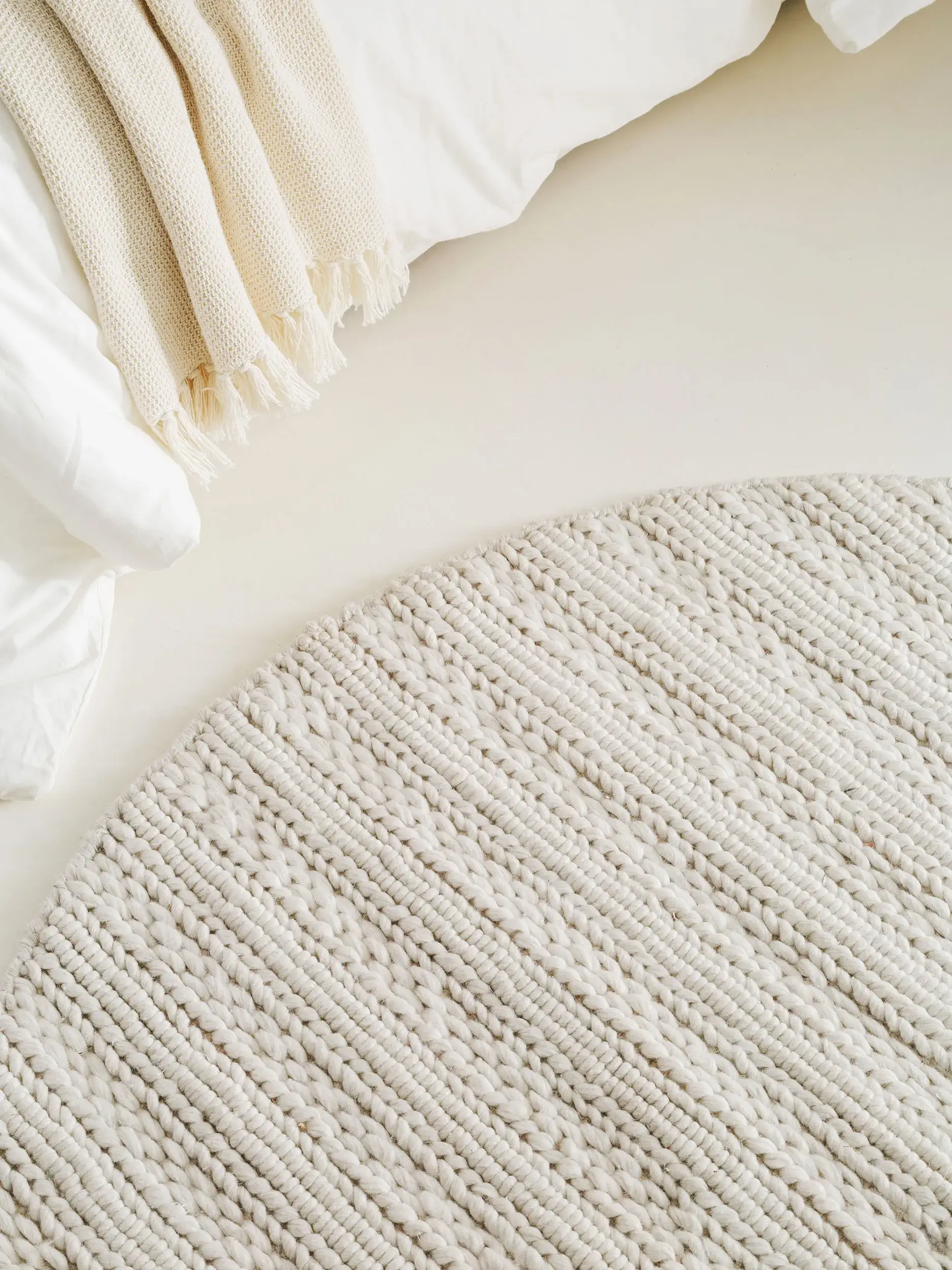 Matta av 70% Ull, 30% Polyester i Beige med 70% Ull, 30% Polyester hög lugg från benuta pure