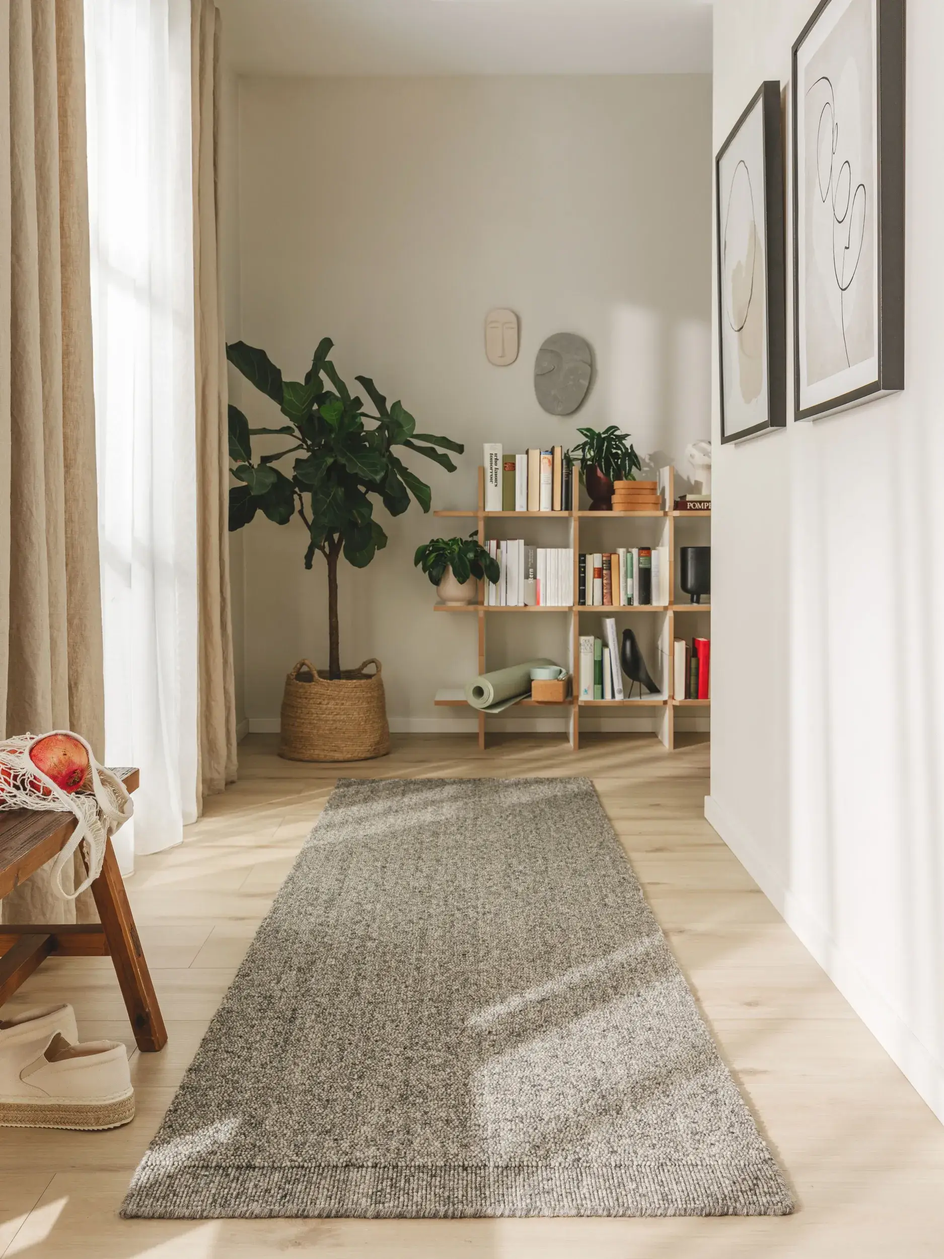 Teppich aus 80% Wolle, 20% Baumwolle in Grau mit 80% Wolle, 20% Baumwolle hohem Flor von benuta Pure