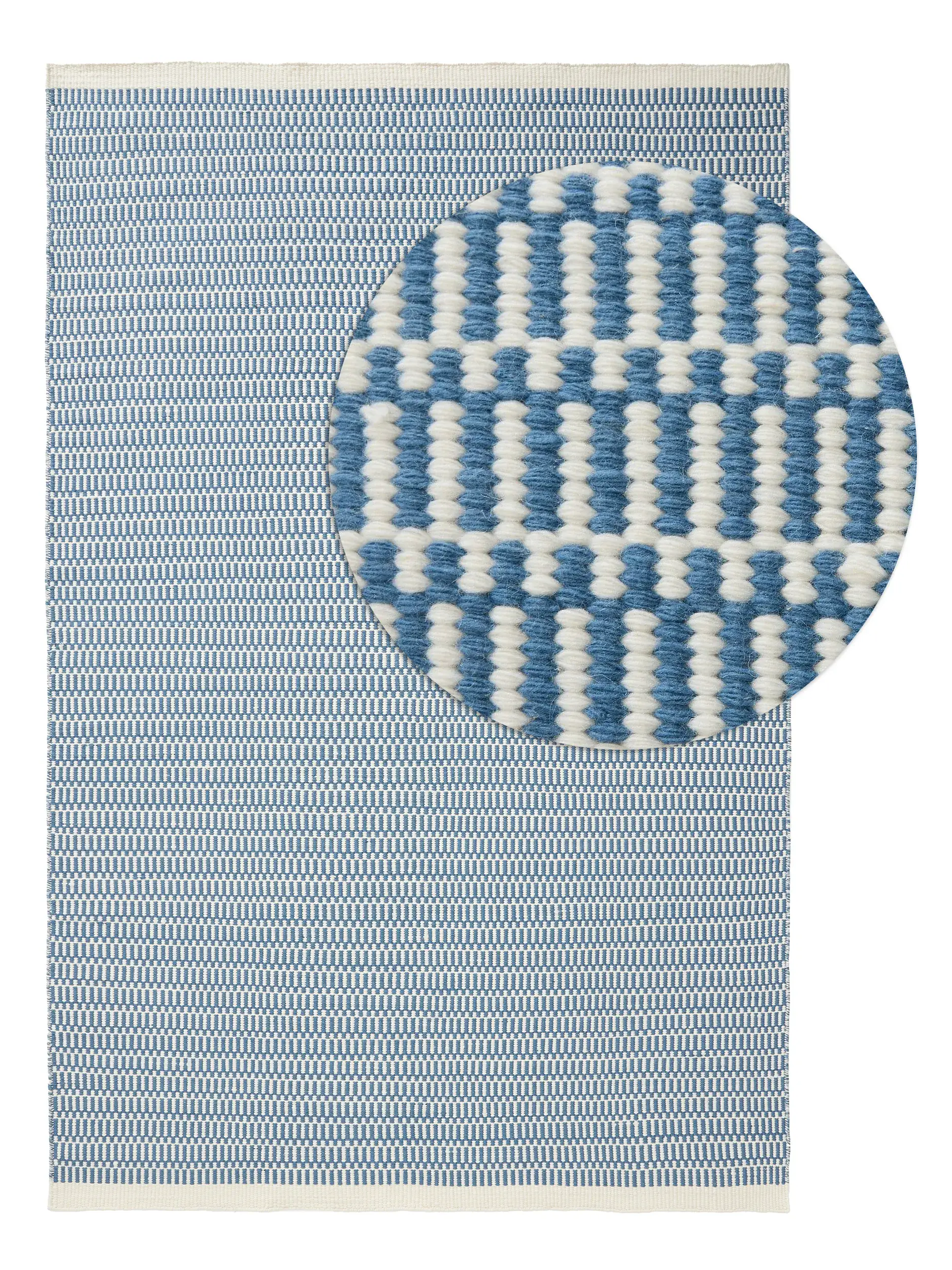 Teppich aus 100% Wolle (aus Neuseeland) in Blau mit 100% Wolle (aus Neuseeland) hohem Flor von benuta Pure