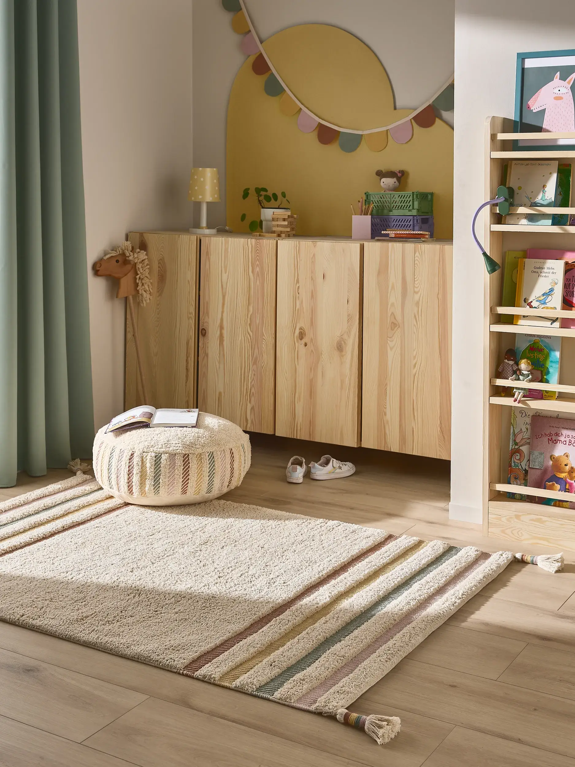 Teppich aus 100% Baumwolle in Multicolor mit 100% Baumwolle hohem Flor von Lytte