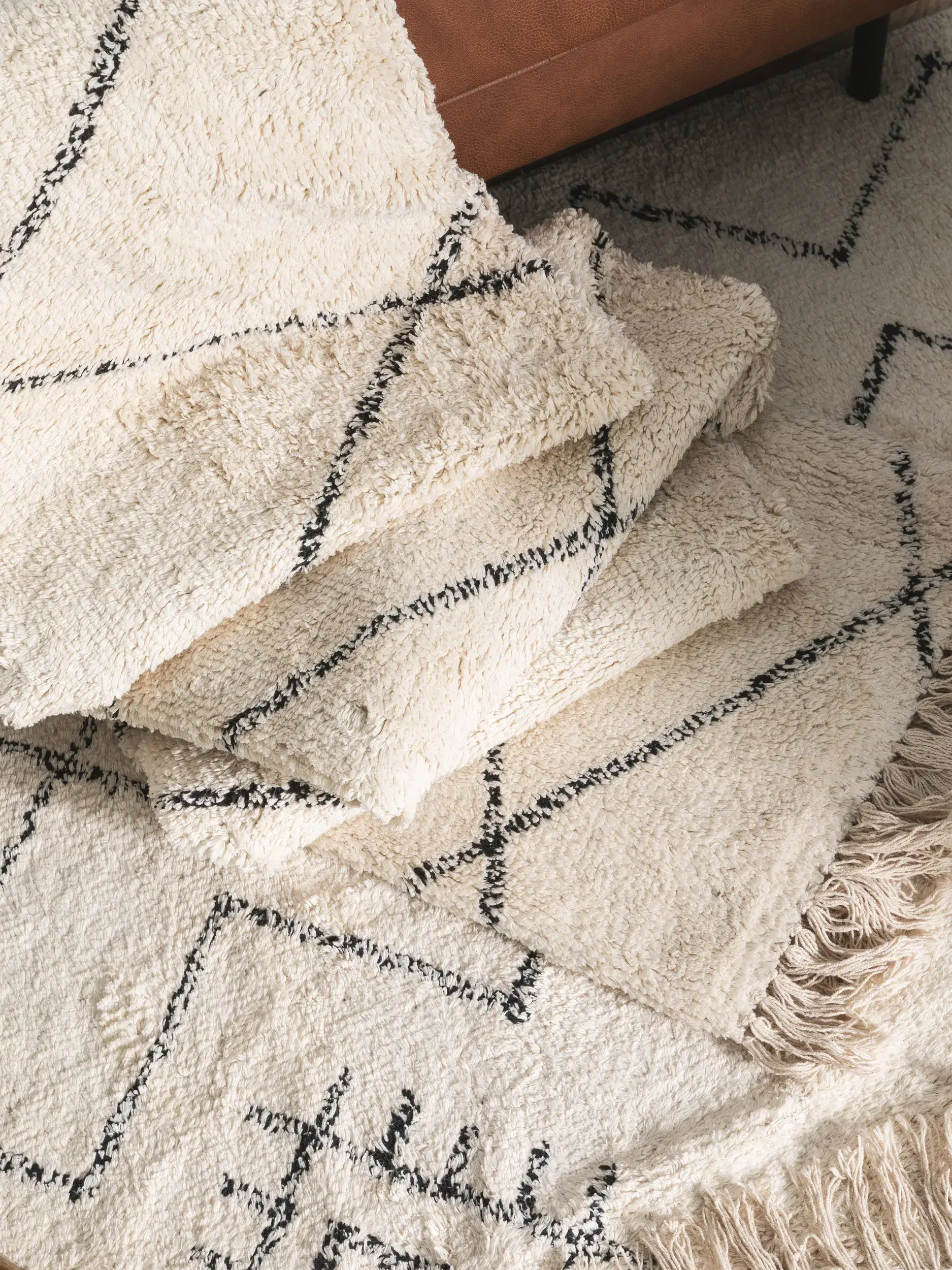 Tapijt van 100% Katoen in Beige met een 100% Katoen hoge pool van benuta nest