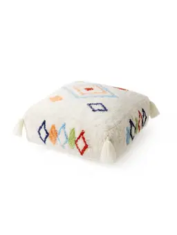 Handgefertigter Woll-Pouf Malika Multicolor
