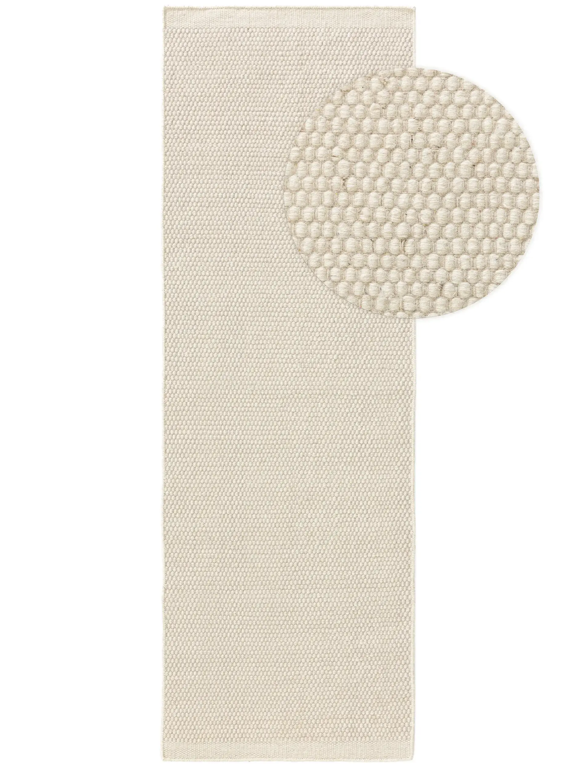 Tappeto di 80% Lana, 20% Cotone in Bianco con pelo alto 80% Lana, 20% Cotone da benuta pure