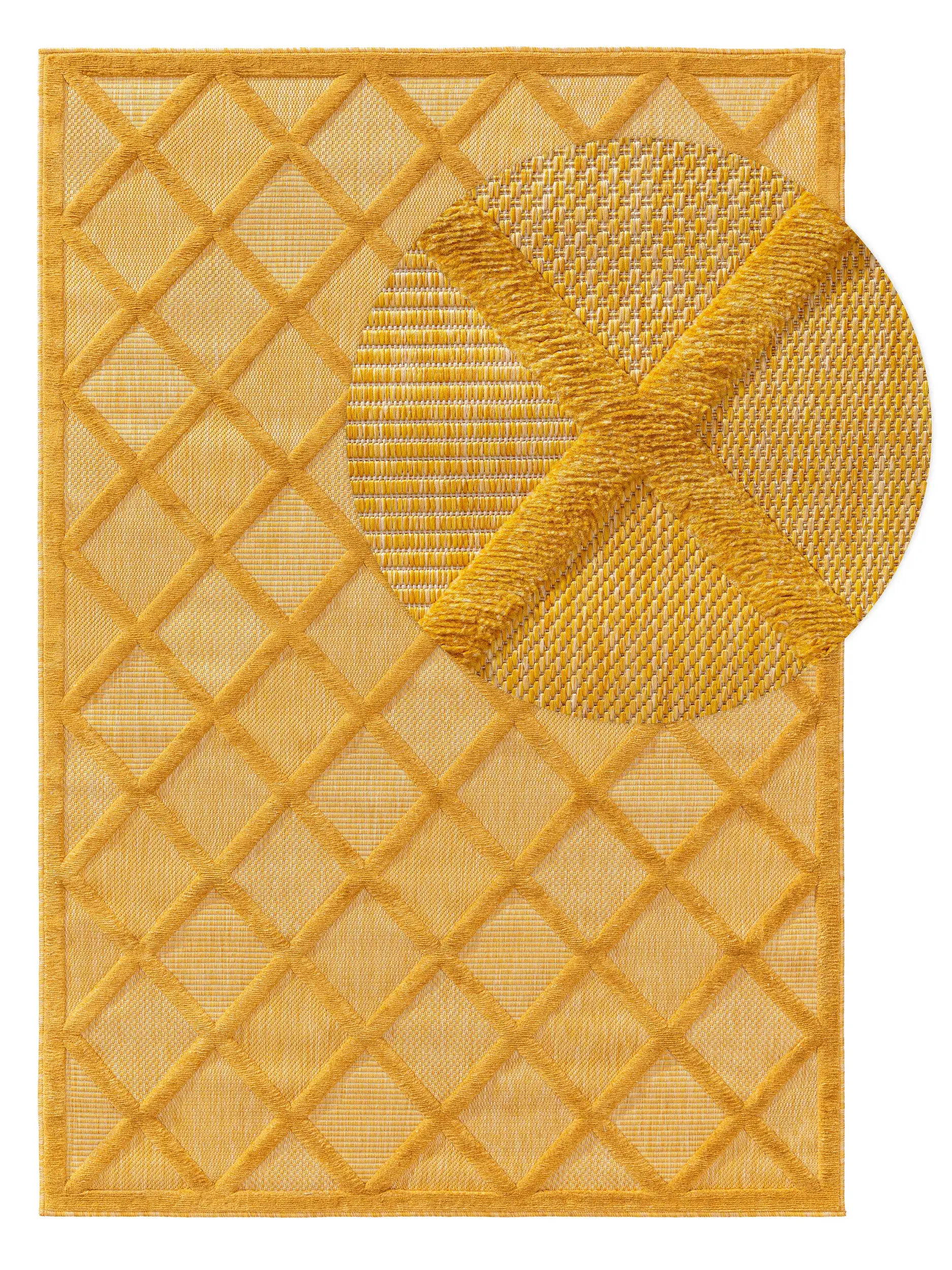 Rug made of 100% Polypropylen in Gelb with a 100% Polypropylen high pile by benuta Nest