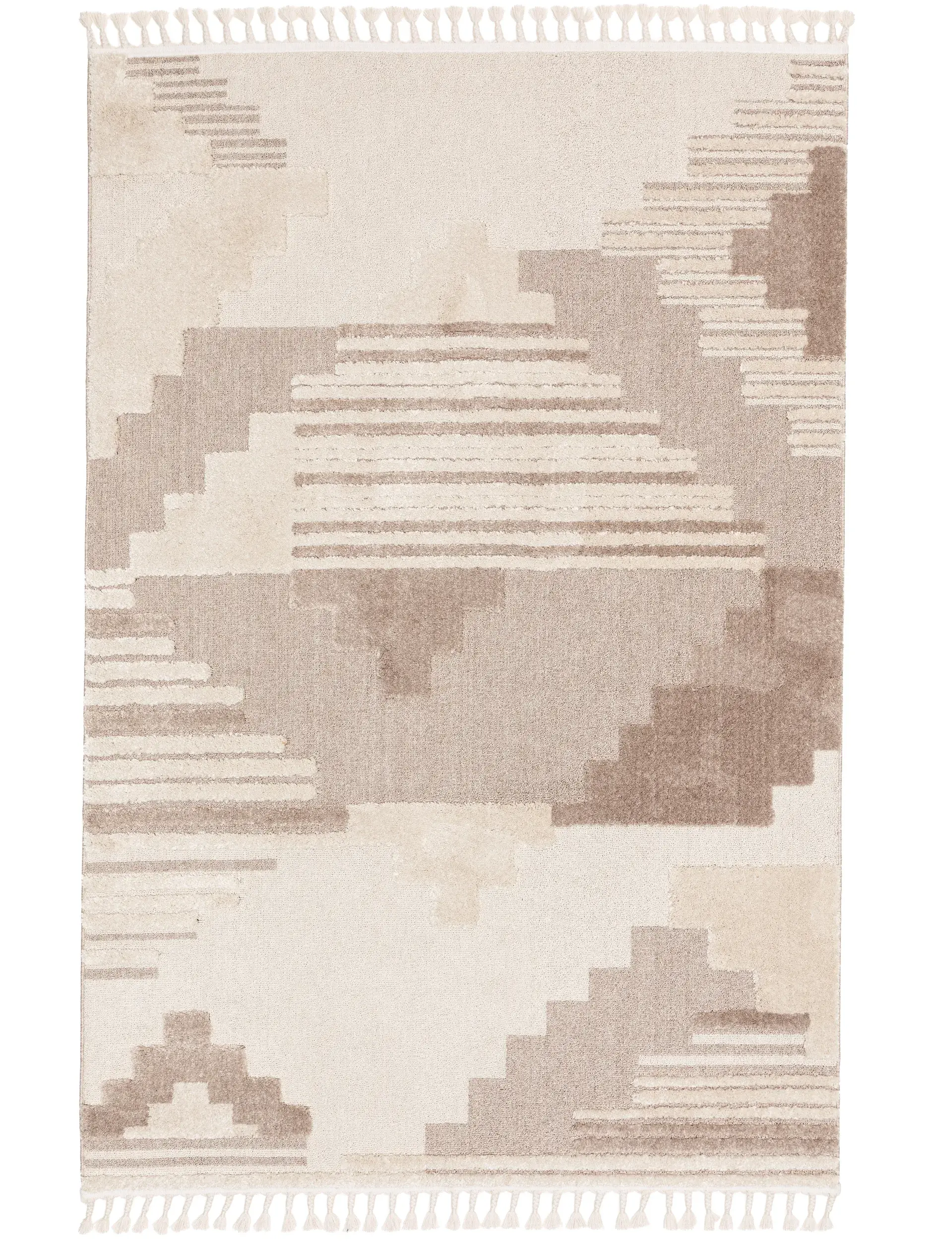 Matta av 100% Polyester i Beige med 100% Polyester hög lugg från benuta POP