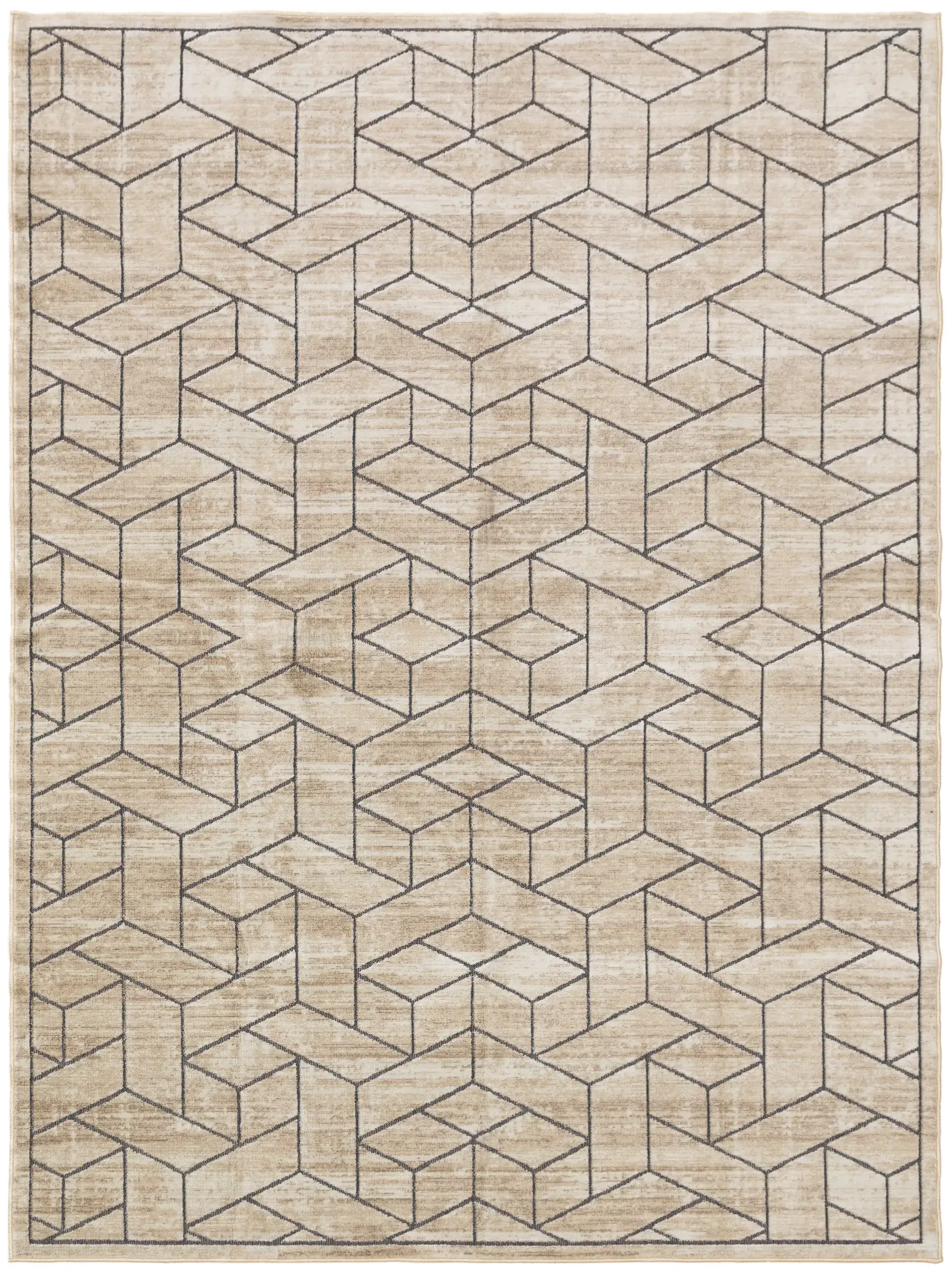 Teppich aus 100% Polyester in Beige mit 100% Polyester hohem Flor von benuta