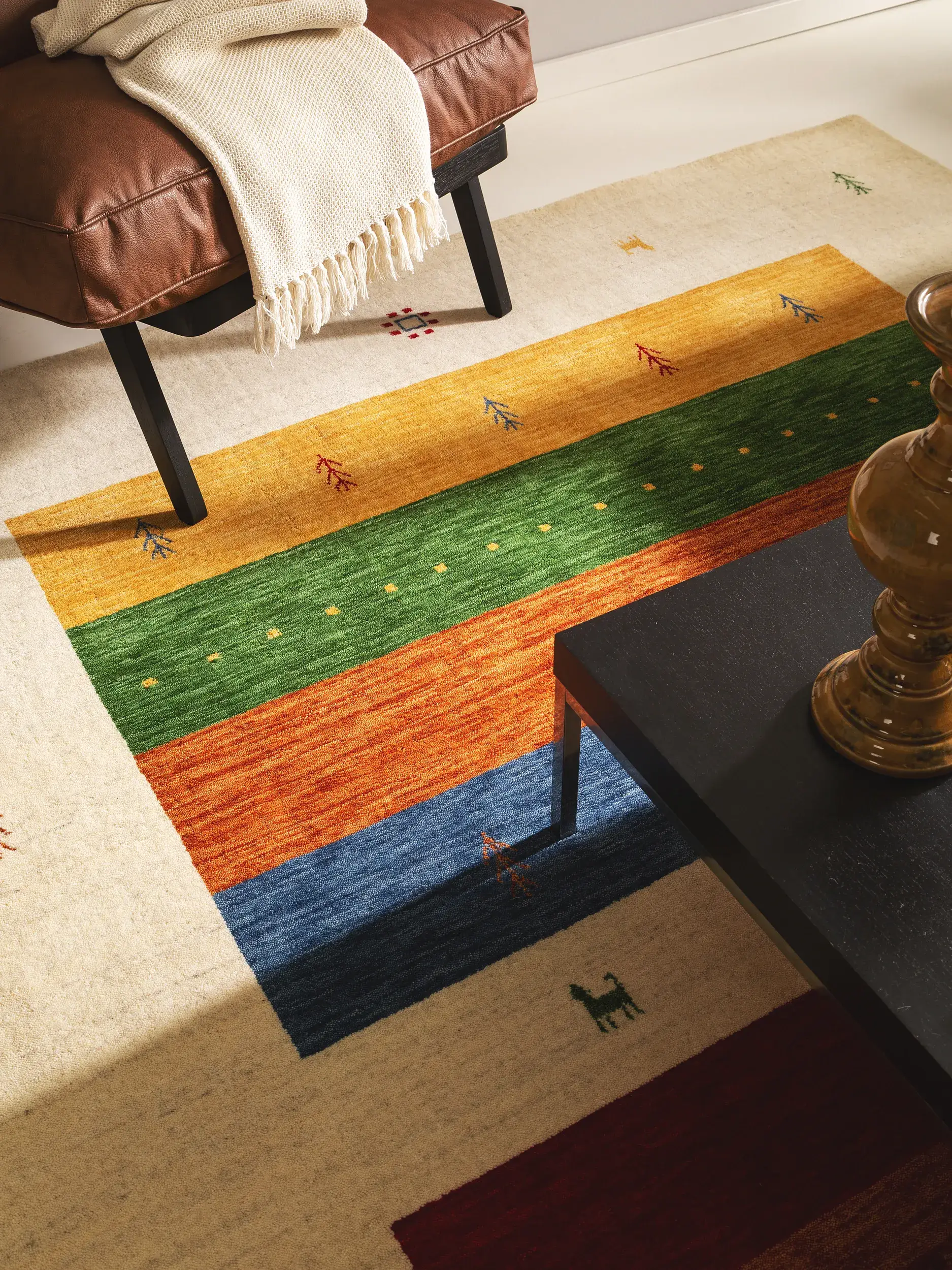 Teppich aus 100% Wolle in Multicolor mit 100% Wolle hohem Flor von benuta Nest