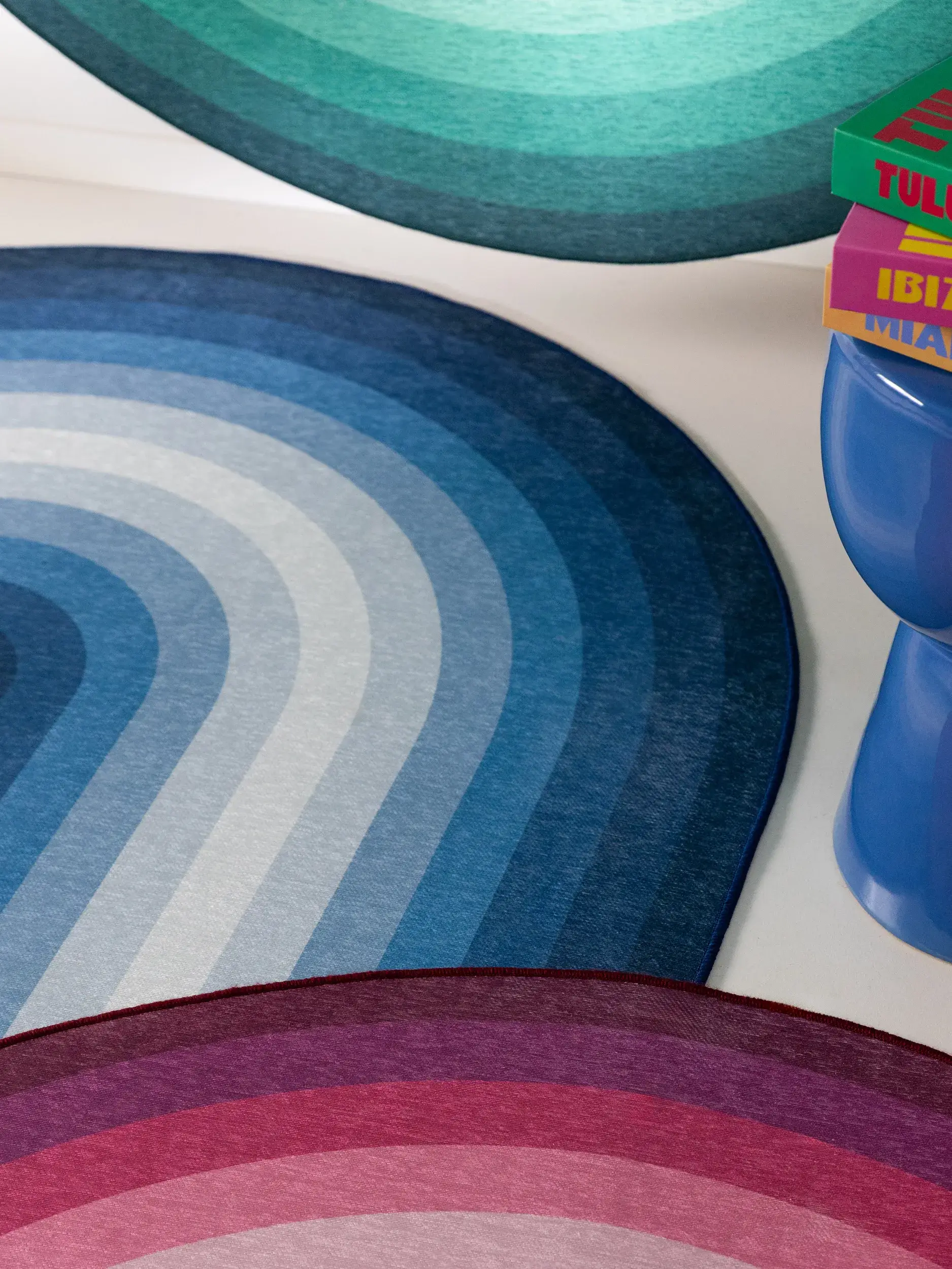 Tapis en 100% Polyester en Bleu avec une pile de 100% Polyester de hauteur de benuta POP