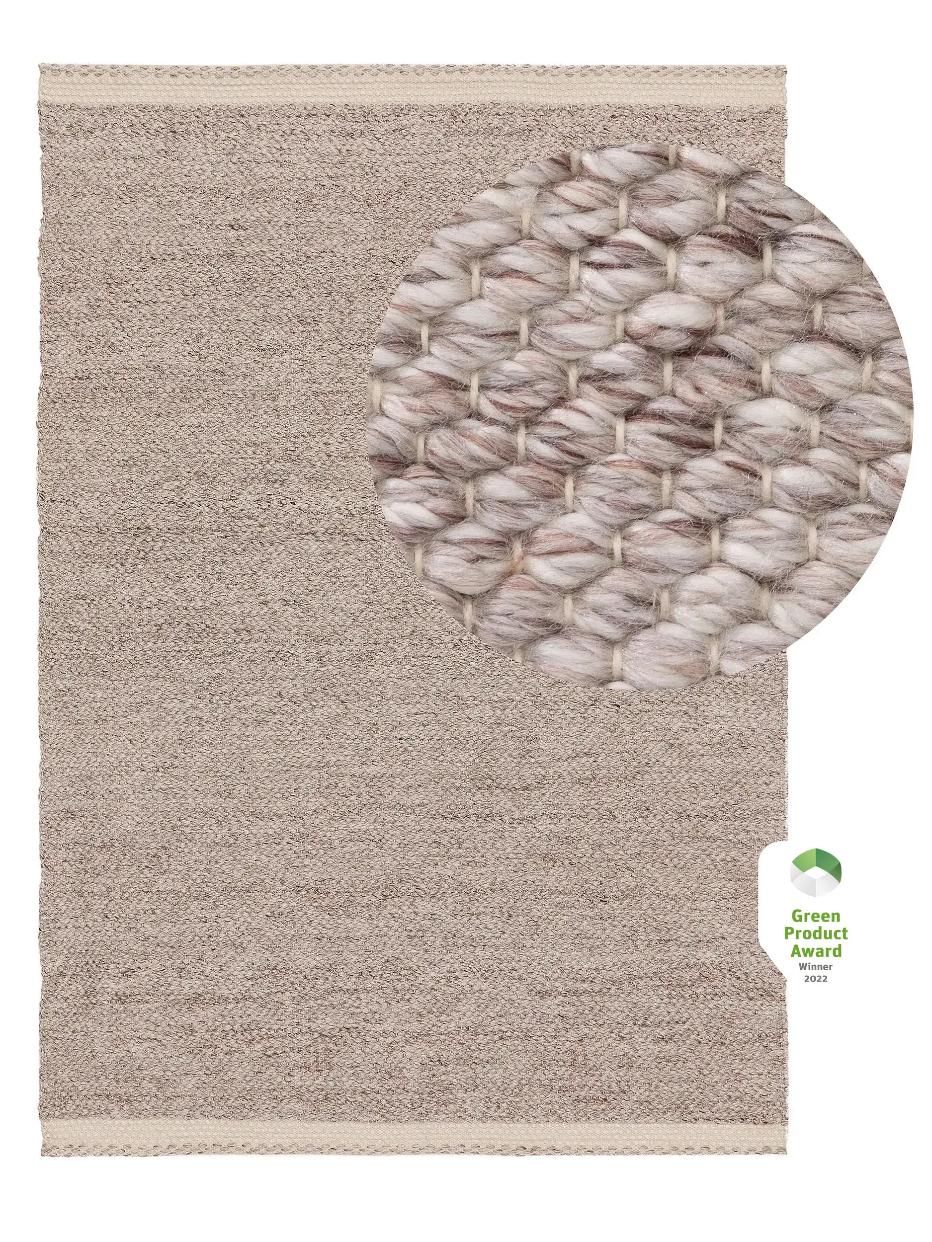 Alfombra de 100% Poliéster (PET reciclado) en Beige con un pelo de {{Placeholder_Pile Height}} de altura de benuta pure