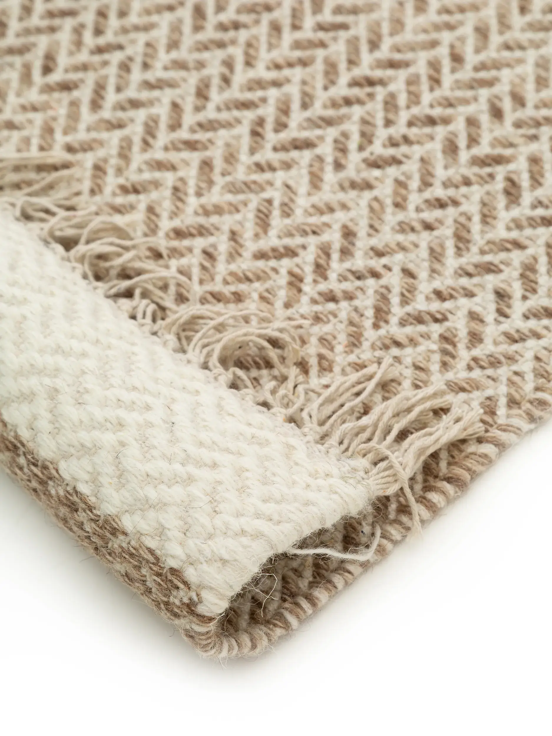 Tappeto di 60% Lana, 40% Cotone in Beige con pelo alto 60% Lana, 40% Cotone da benuta pure