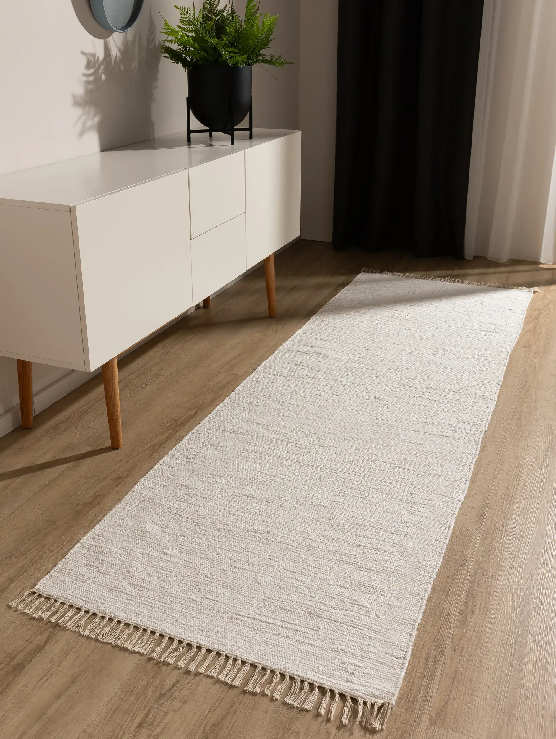 Teppich aus 100% Recycelte Baumwolle in Weiß mit 100% Recycelte Baumwolle hohem Flor von benuta Basic