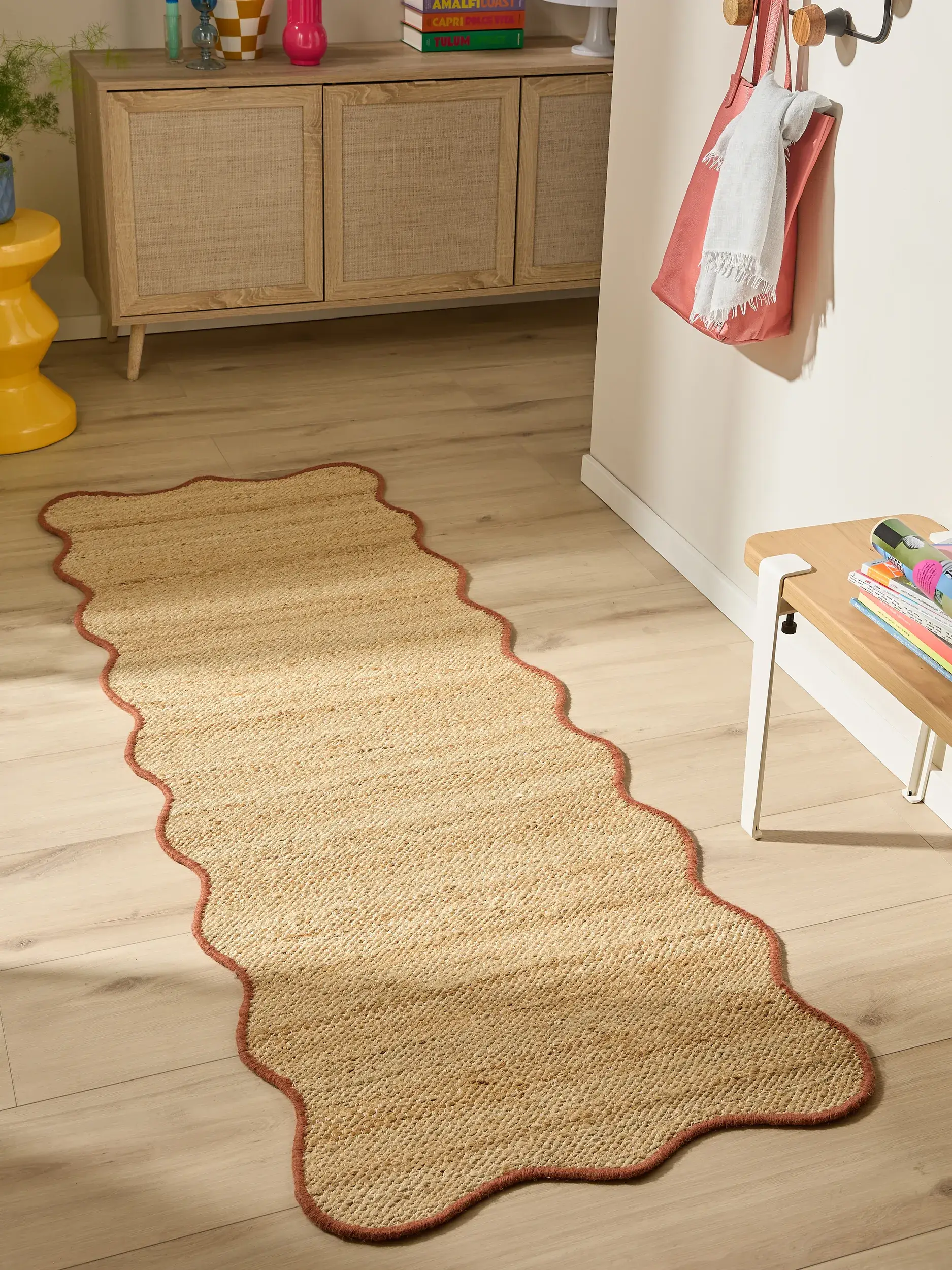 Alfombra de 91% Yute, 4% Algodón, 3% Lana, 2% Poliéster en Marrón con un pelo de {{Placeholder_Pile Height}} de altura de benuta POP