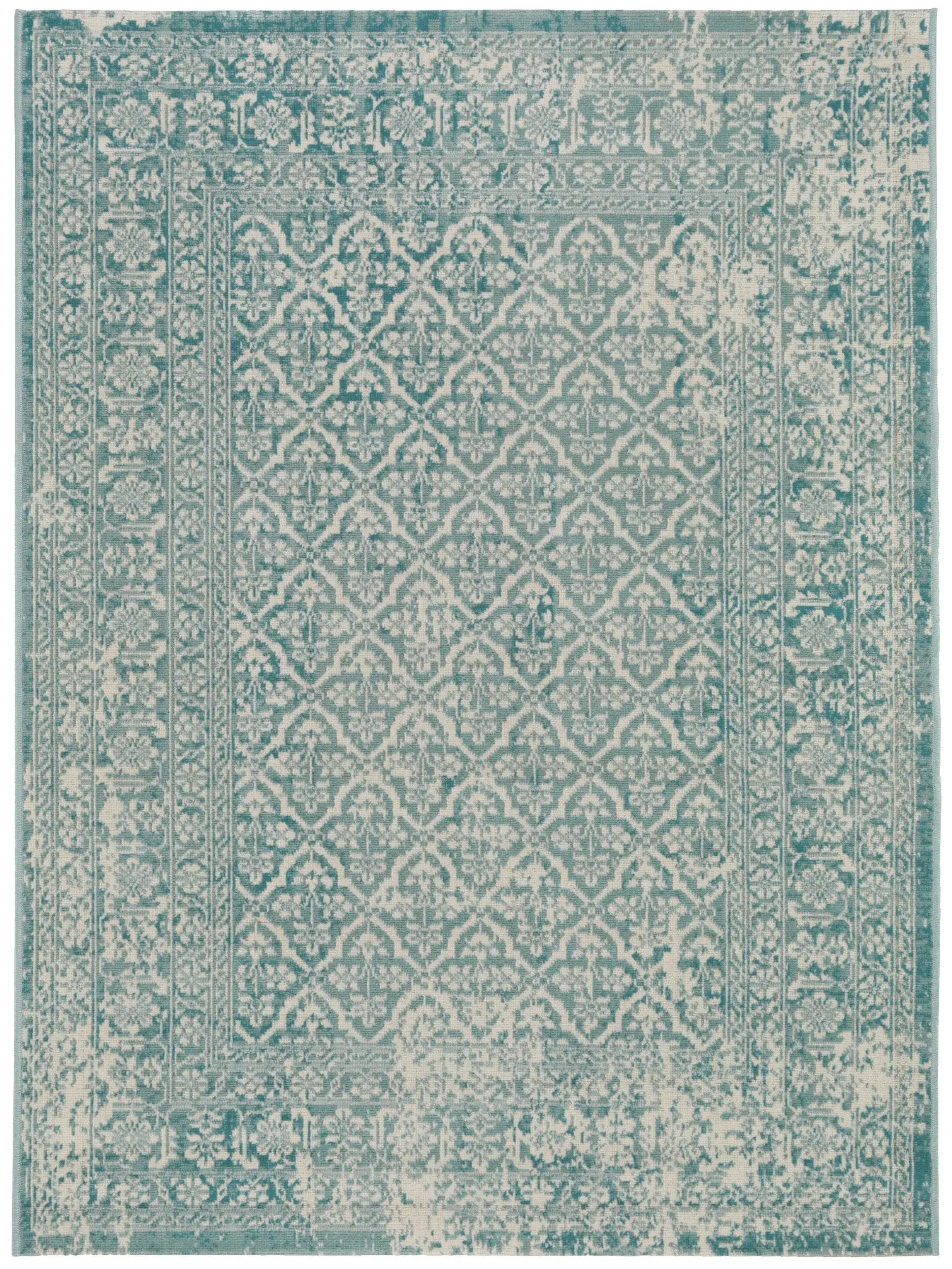 Tapis en 100% Polypropylène en Turquoise avec une pile de 100% Polypropylène de hauteur de benuta nest
