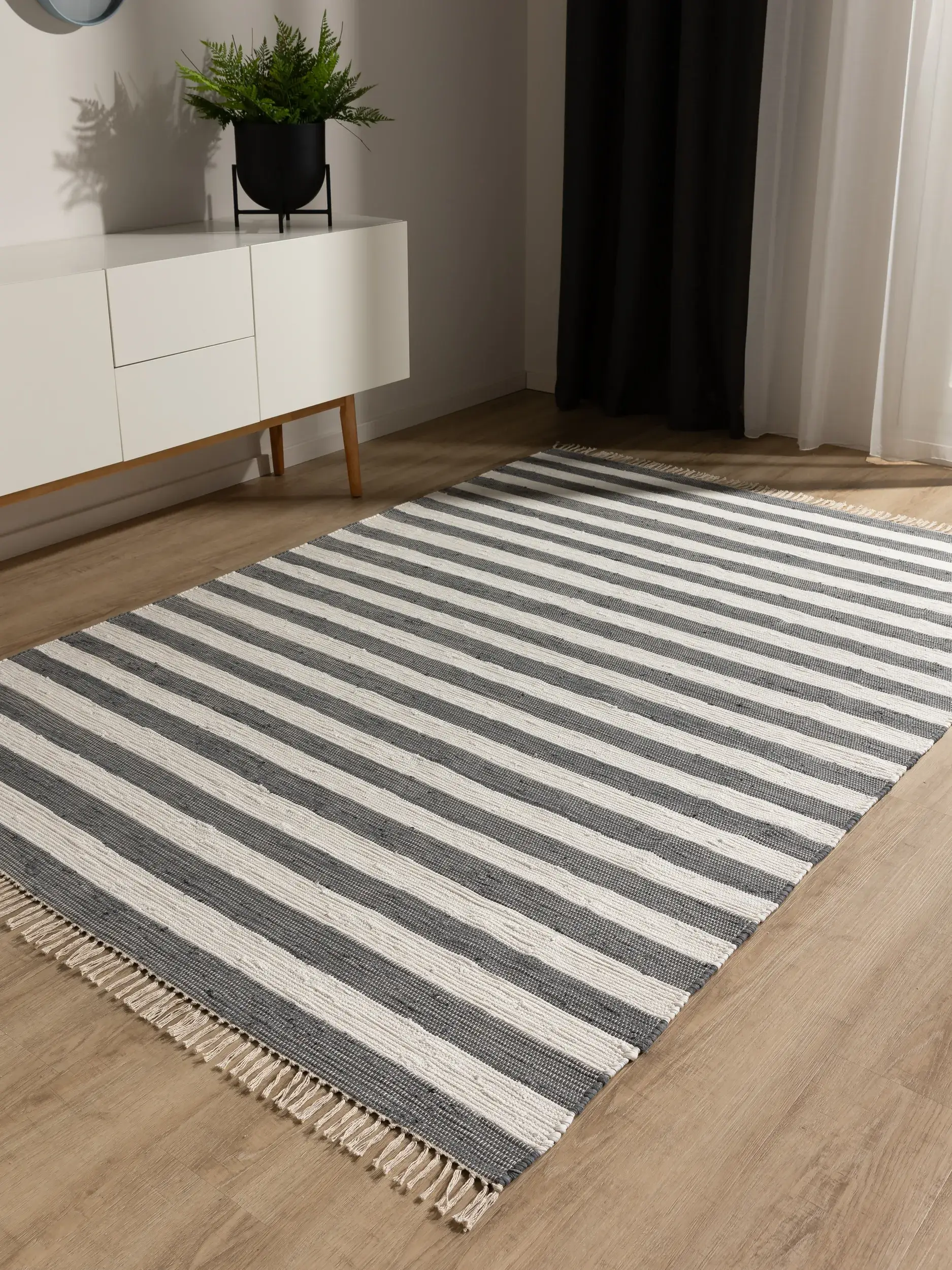 Teppich aus 100% Baumwolle in Grau mit 100% Baumwolle hohem Flor von benuta Basic