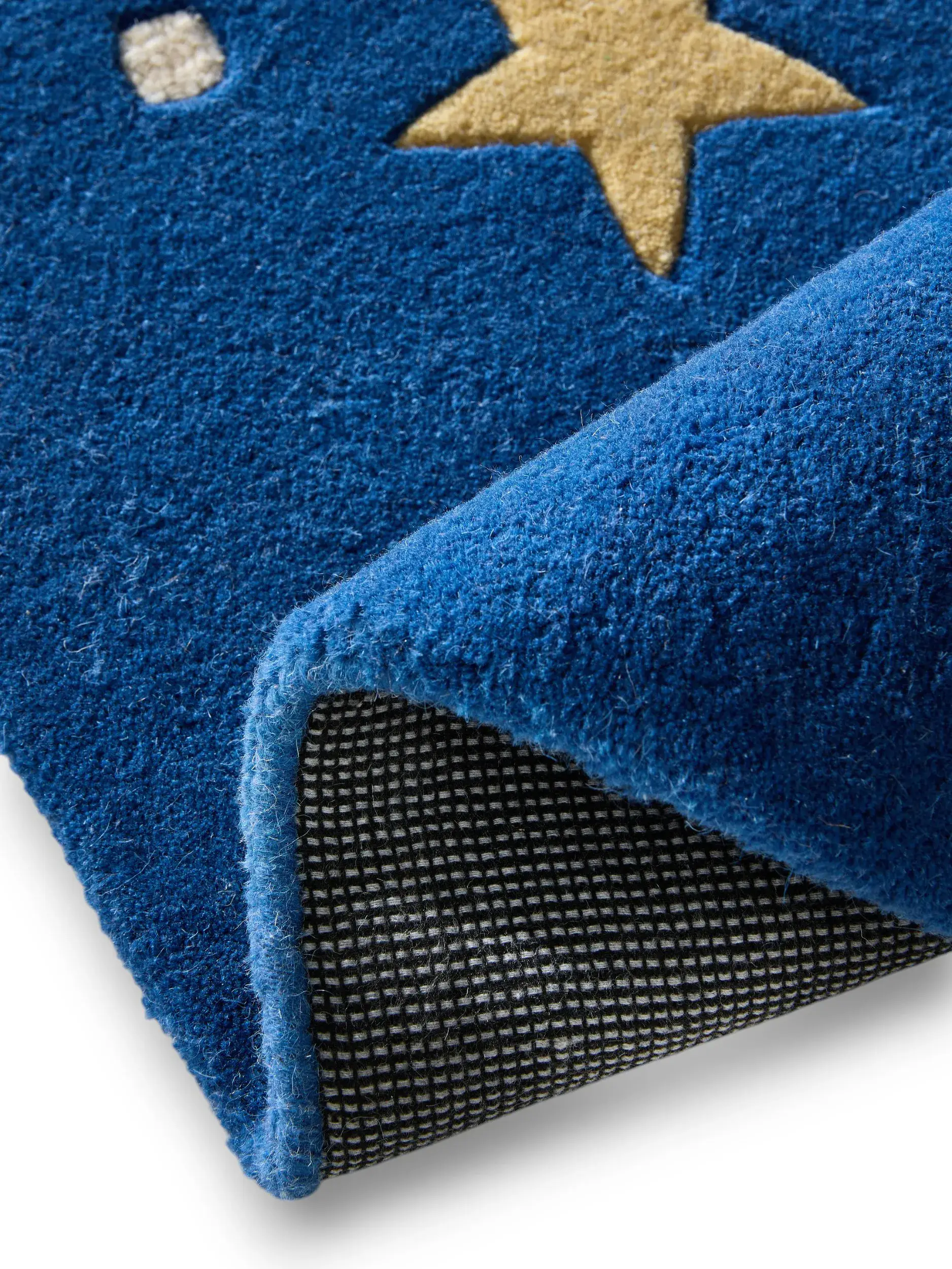 Teppich aus 100% Wolle in Blau mit 100% Wolle hohem Flor von Lytte