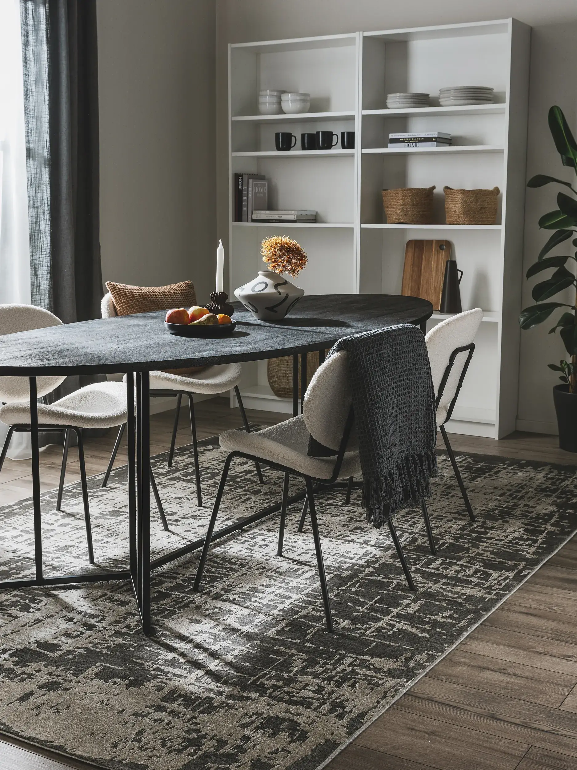 Rug made of 100% Polyester in Grey with a 100% Polyester high pile by benuta Nest