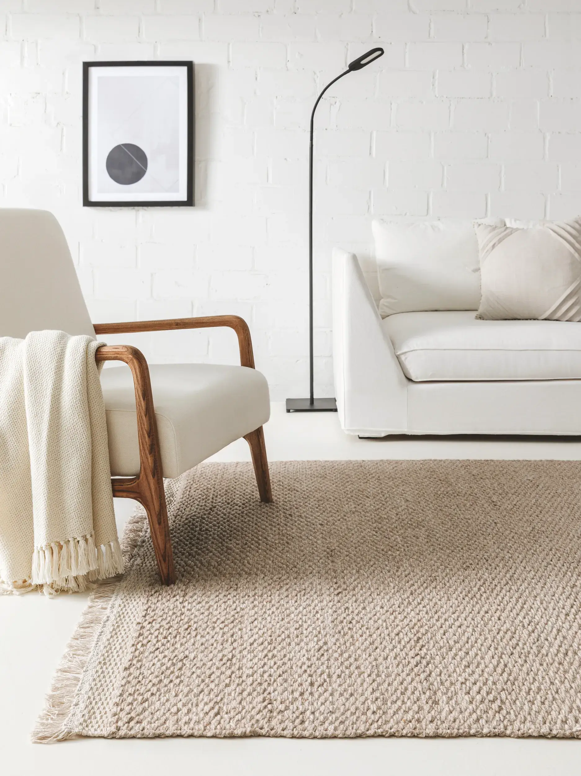 Tapijt van 40% Wol, 30% Katoen, 30% Viscose in Beige met een 40% Wol, 30% Katoen, 30% Viscose hoge pool van benuta pure