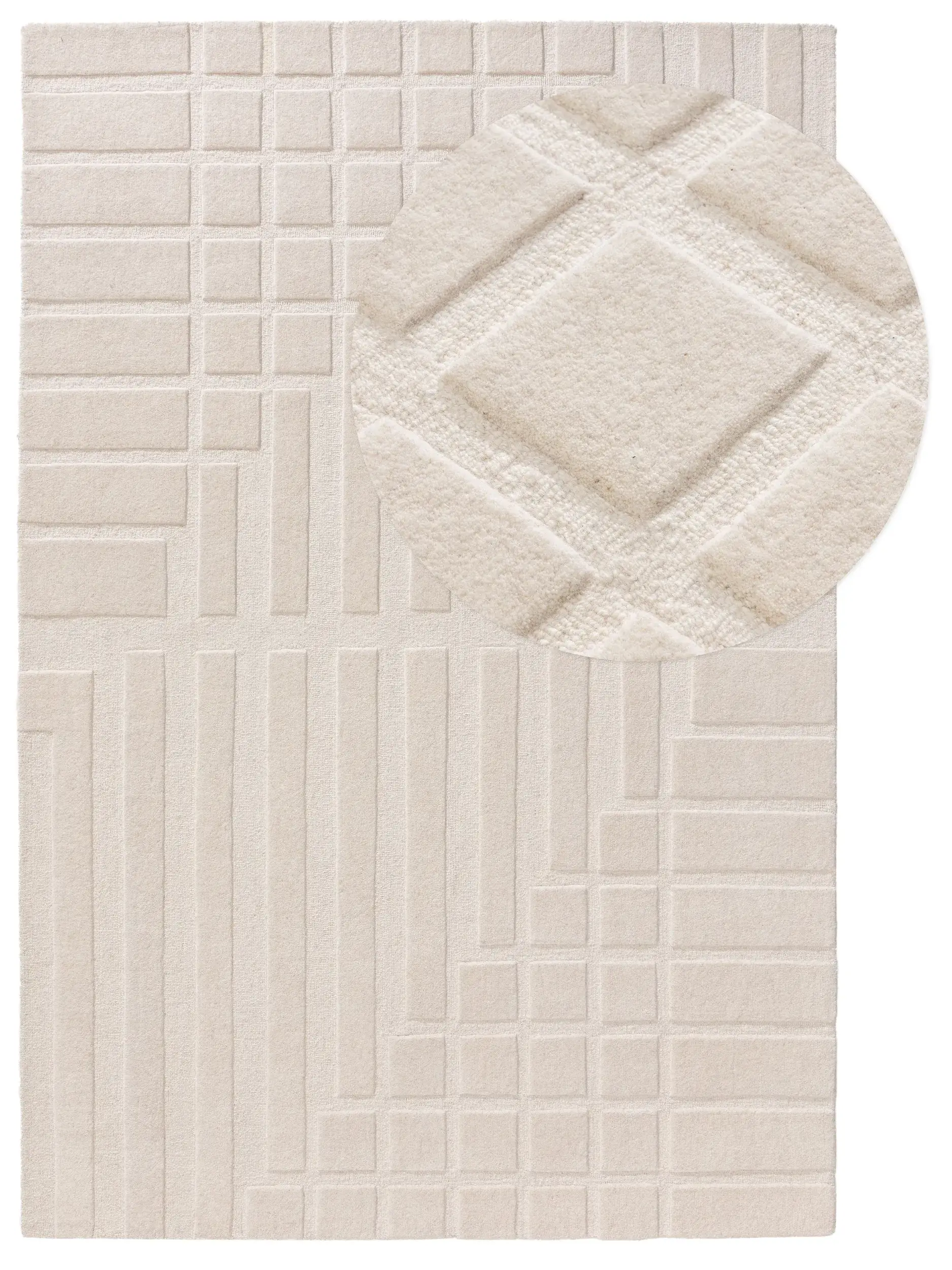 Rug made of 100% Wolle in Weiß with a 100% Wolle high pile by benuta Pure