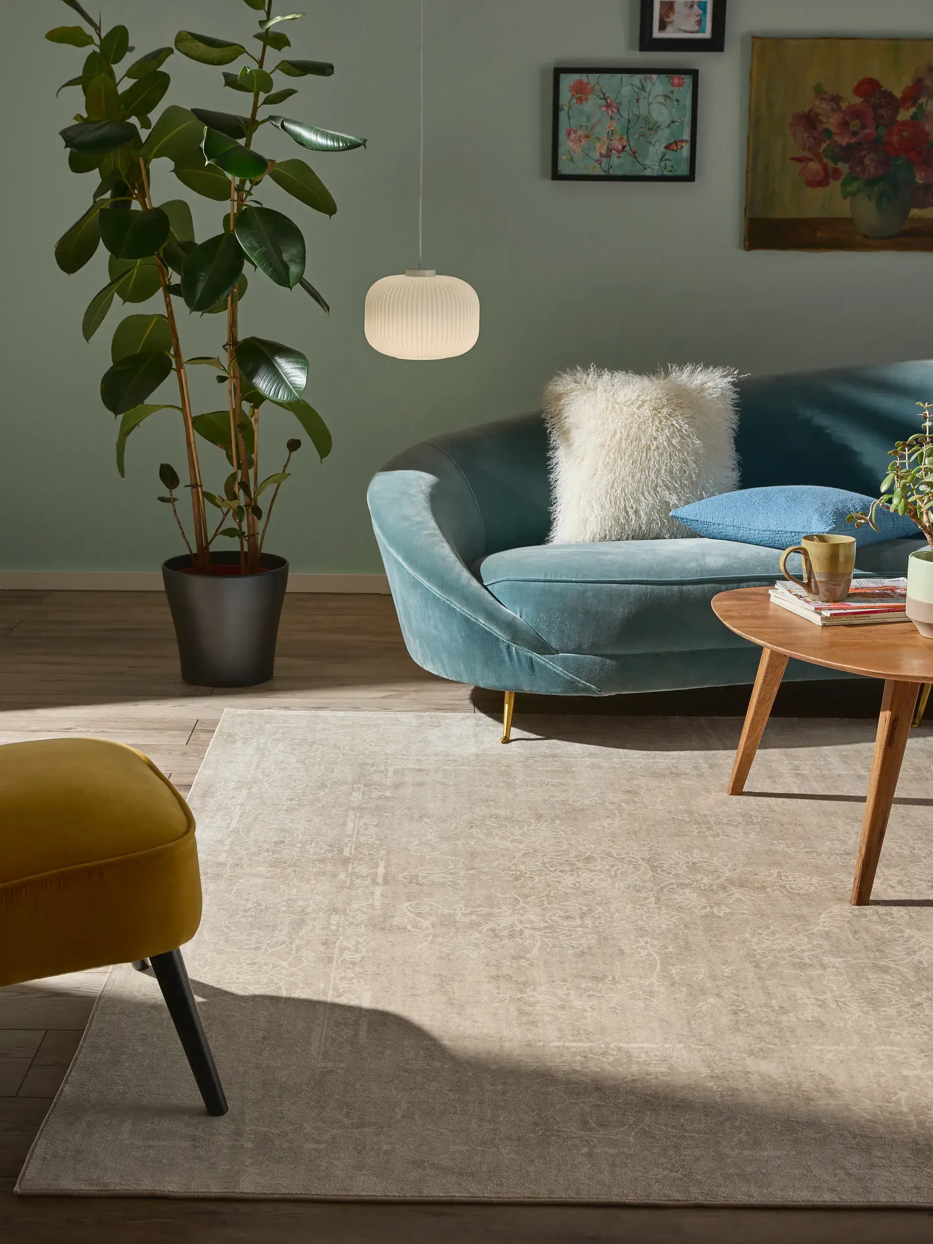 Tapis en 100% Polyester en Beige avec une pile de 100% Polyester de hauteur de benuta nest