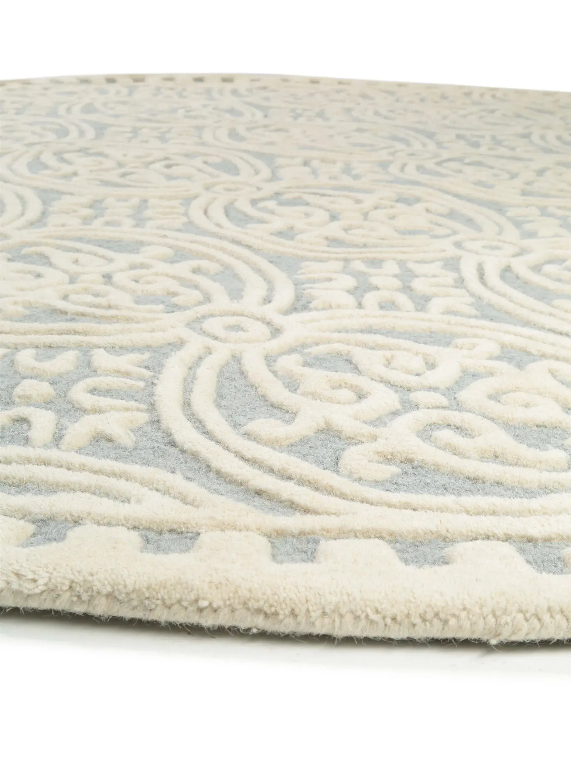 Teppich aus 100% Wolle in Blau mit 100% Wolle hohem Flor von benuta