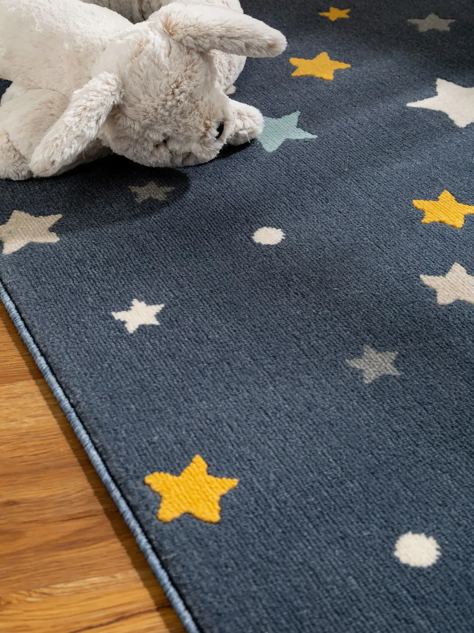 Teppich aus 100% Polypropylen in Blau mit 100% Polypropylen hohem Flor von Lytte