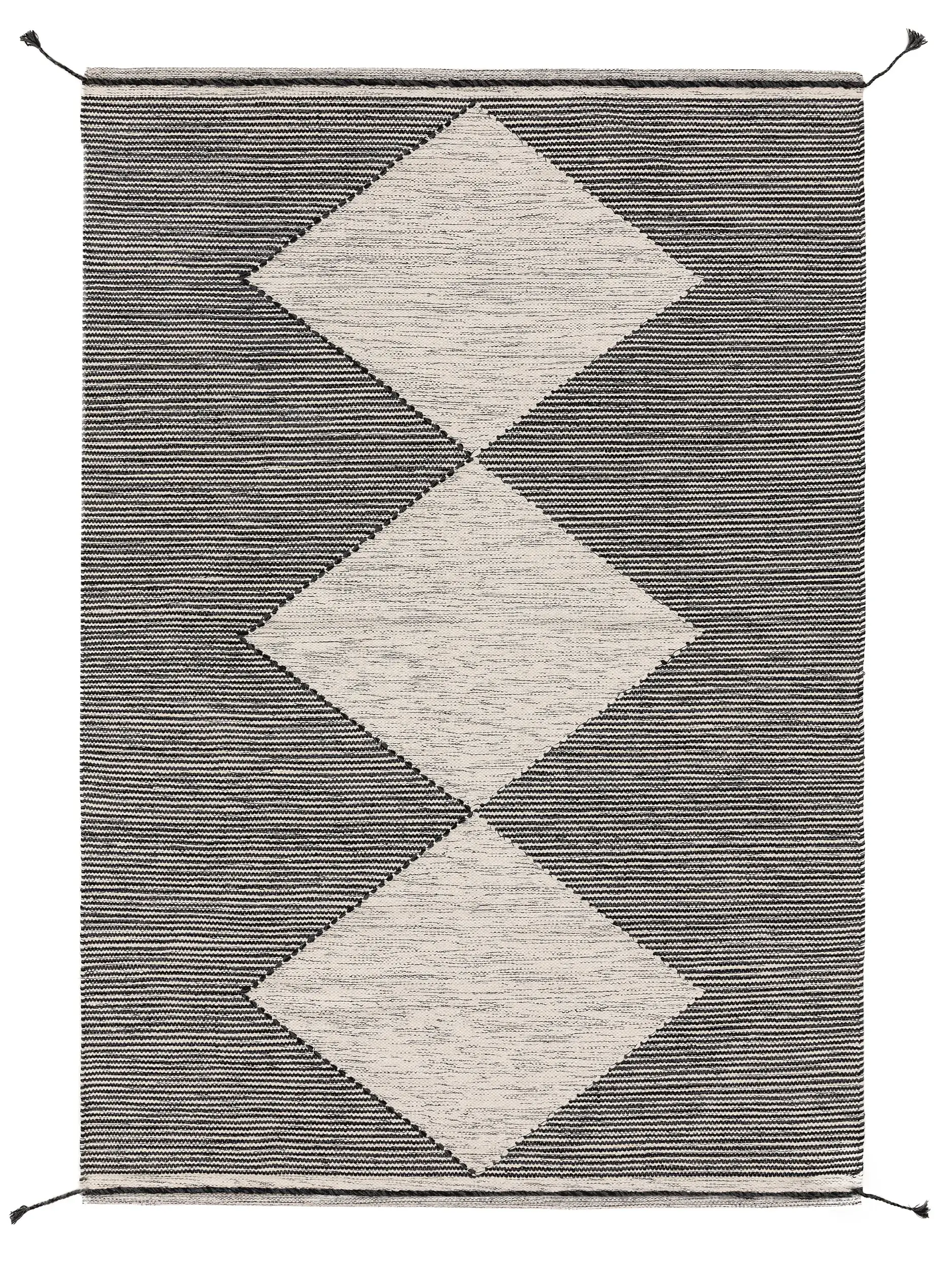 Teppich Nahla aus 50% Wolle, 50% Baumwolle in Schwarz/Weiß von benuta Pure