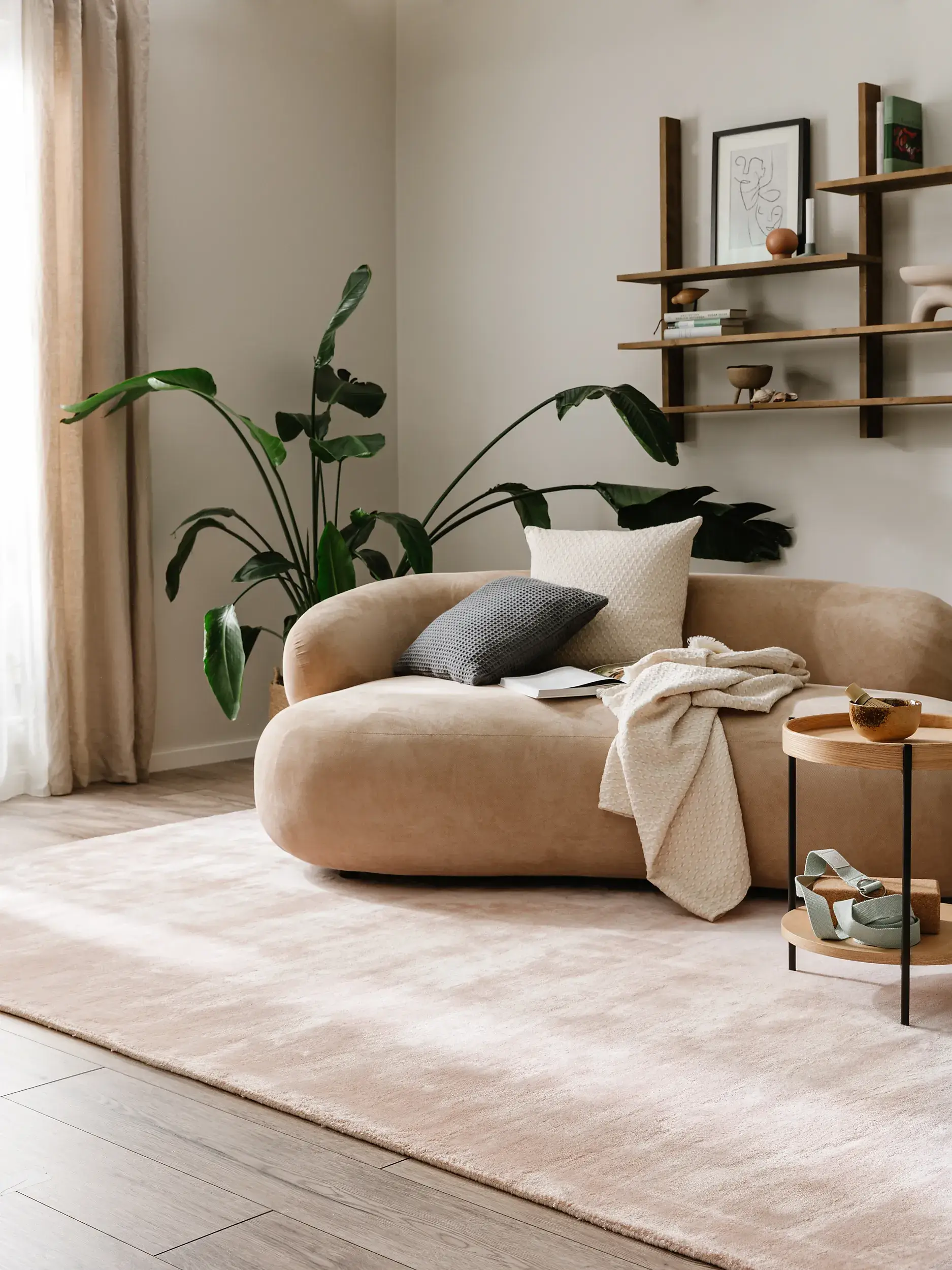 Tapis en 100% Viscose en Rose avec une pile de 100% Viscose de hauteur de benuta pure