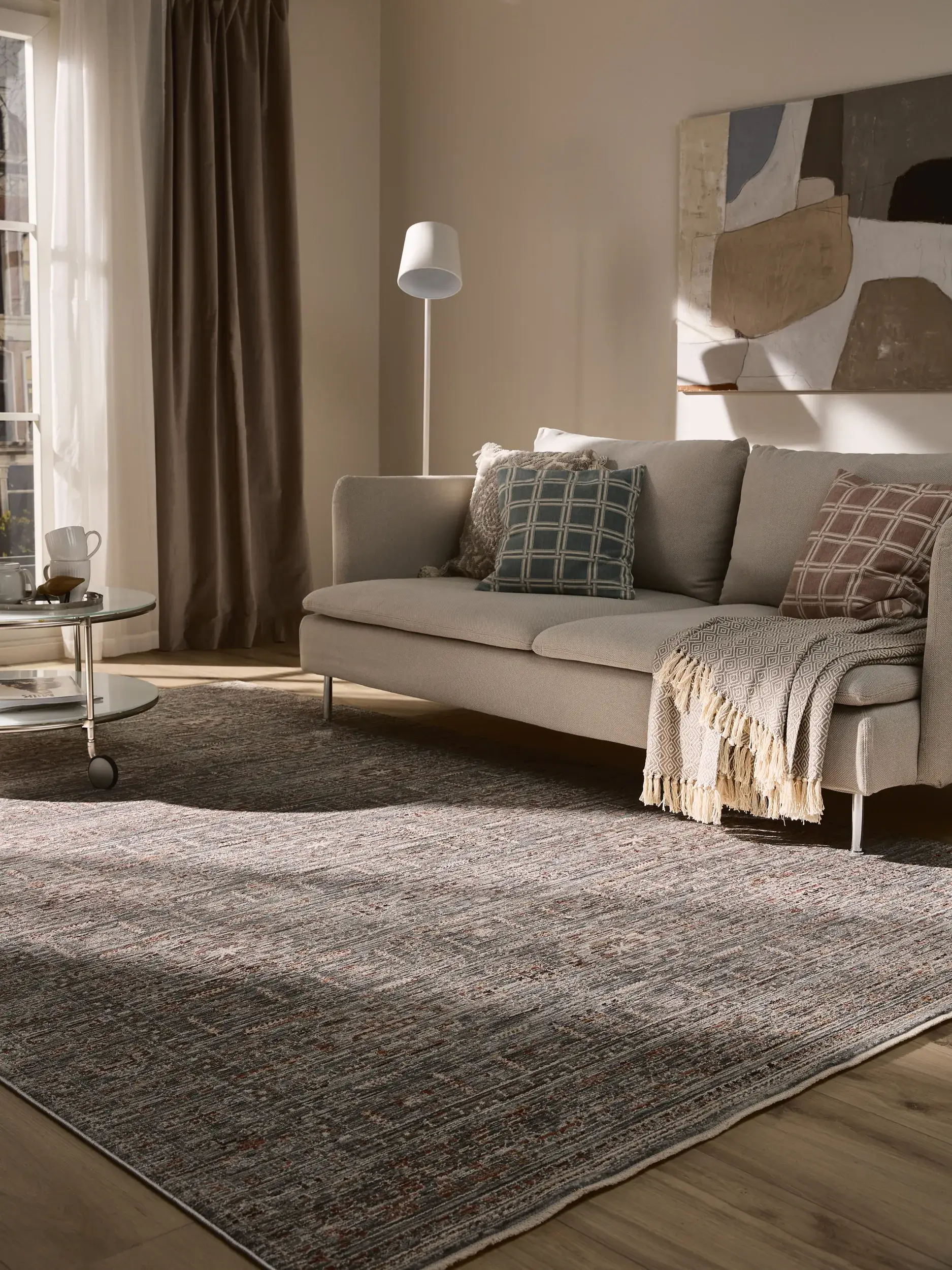 Rug made of 100% Polyester in Grey with a 100% Polyester high pile by benuta Nest