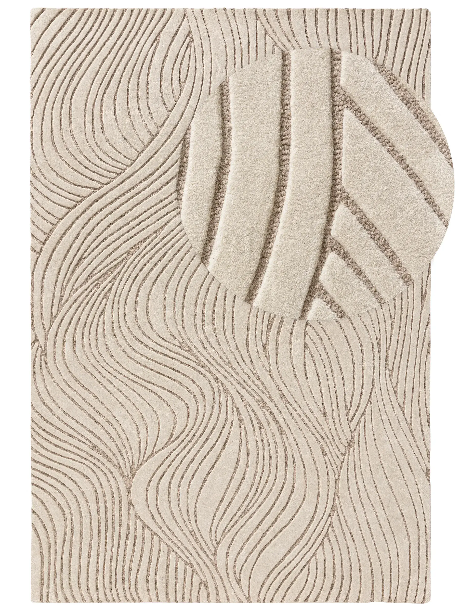 Rug made of 100% Wool in Beige with a 100% Wool high pile by benuta Pure